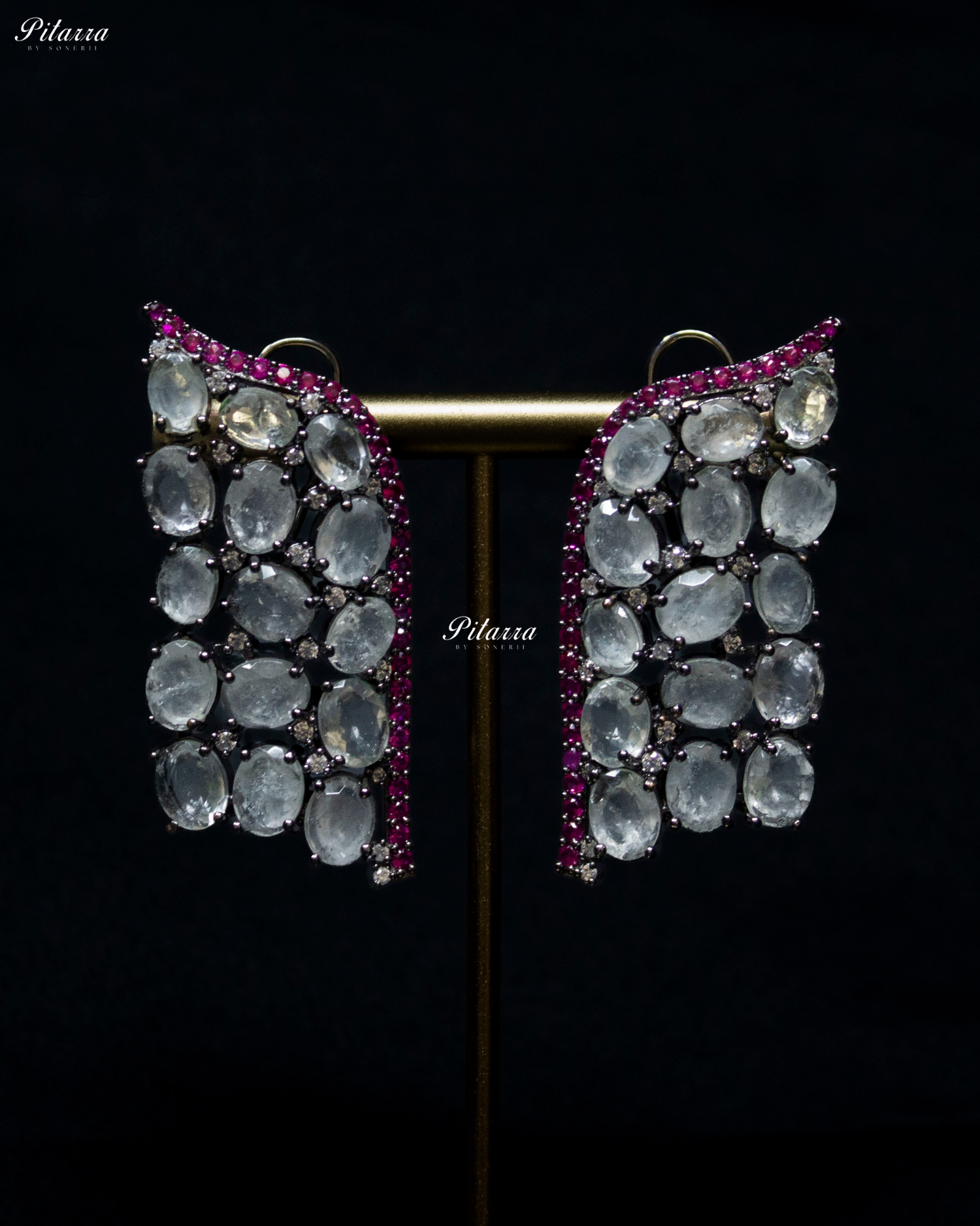 White Stone Purple Lining Crystal Choker Set
