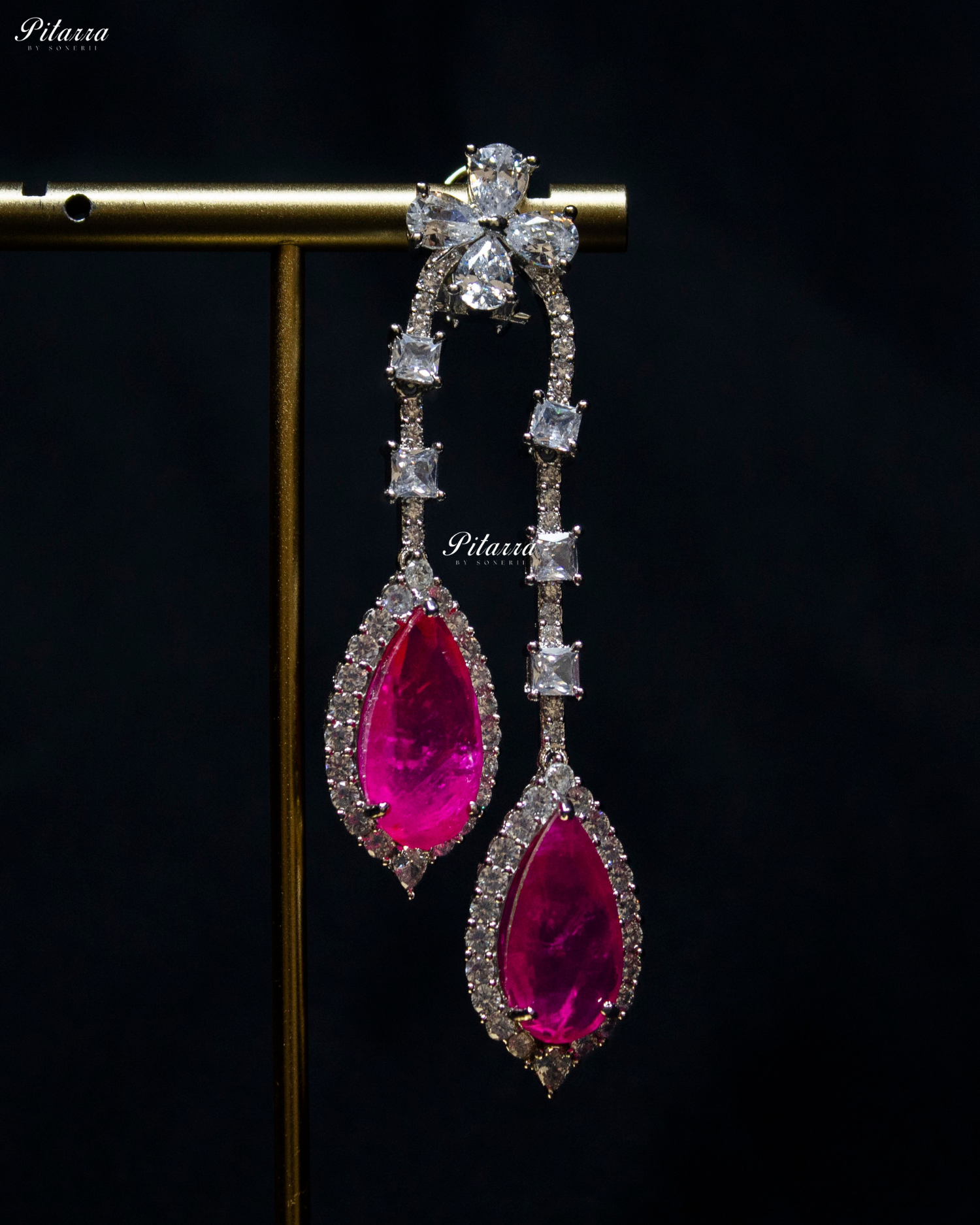Pitarra Pink and Silver Dangler Earrings