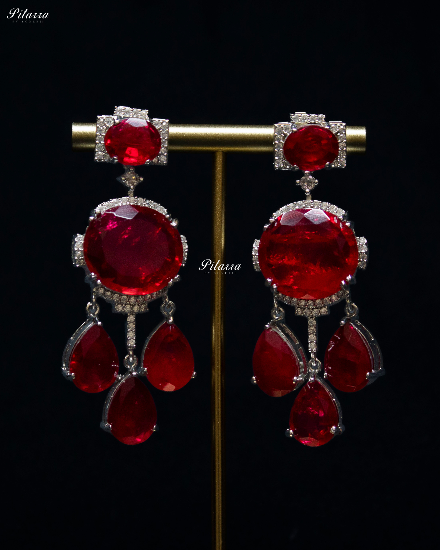 Red Imperial Cubic Zirconia Necklace Set