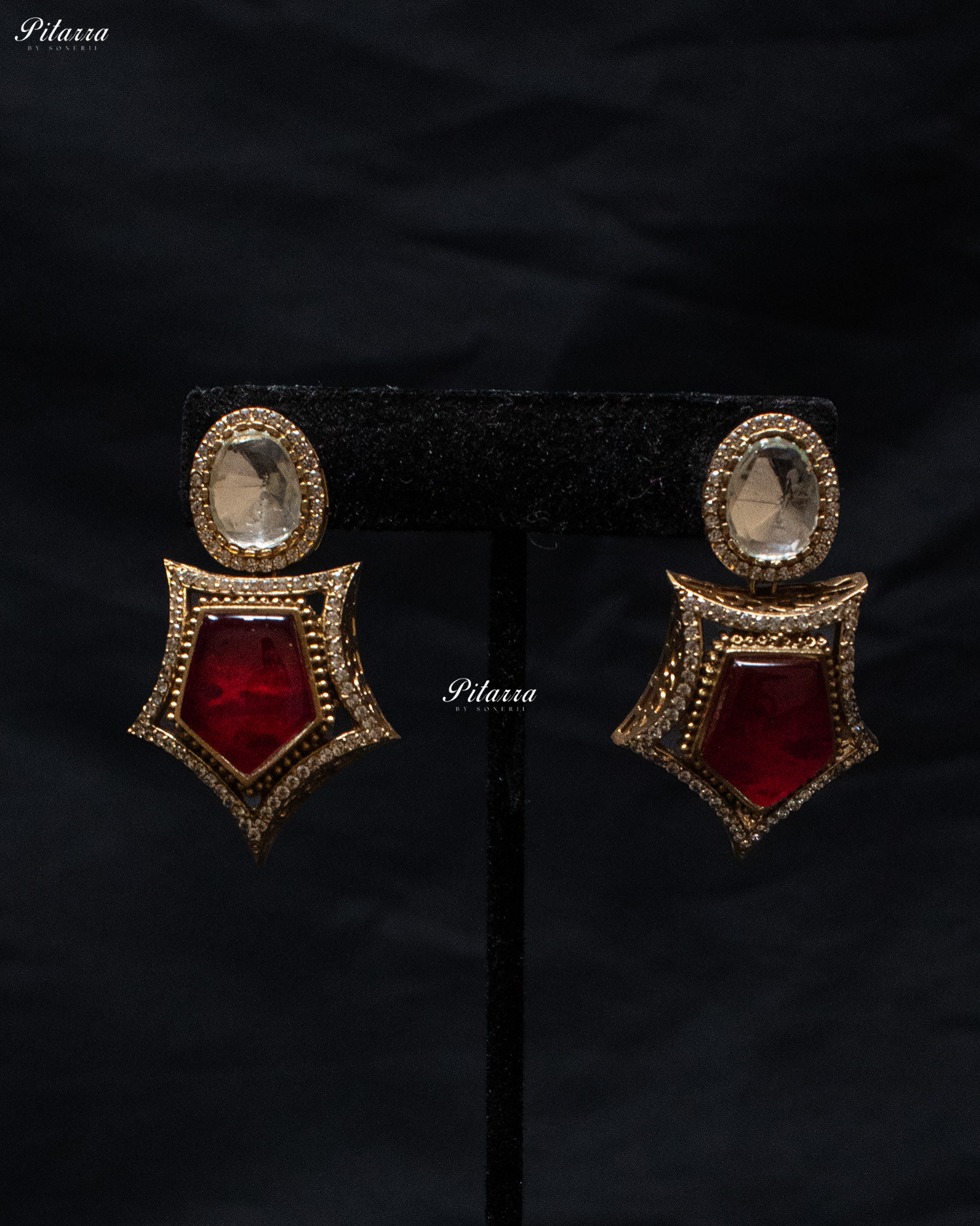 Red Stone Halsi Polki Kundan Necklace Set