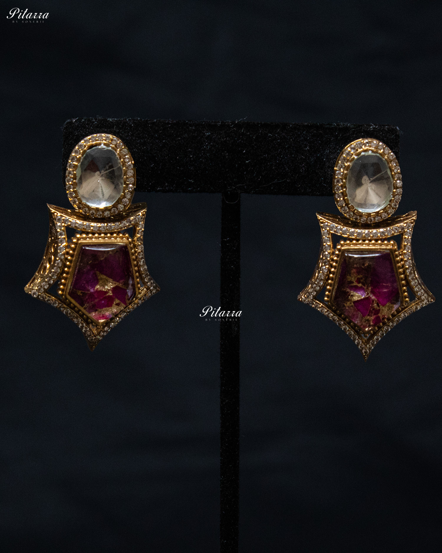 Amethyst Stone Halsi Polki Kundan Necklace Set