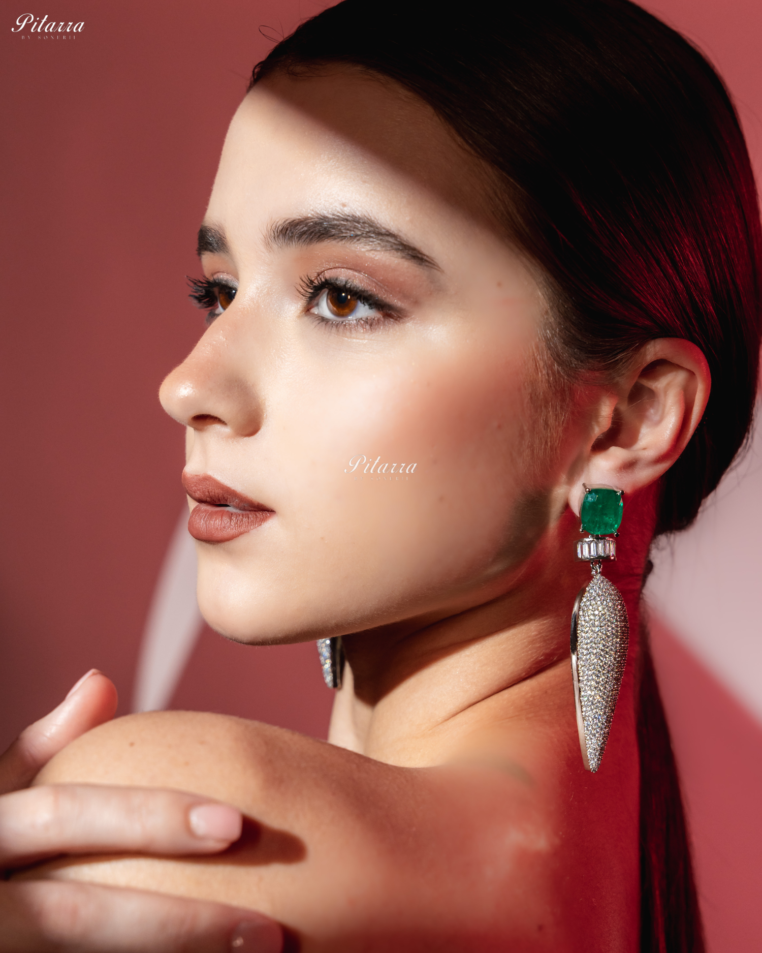 Green Stone Shiny Teardrop Doublet Dangler Earrings