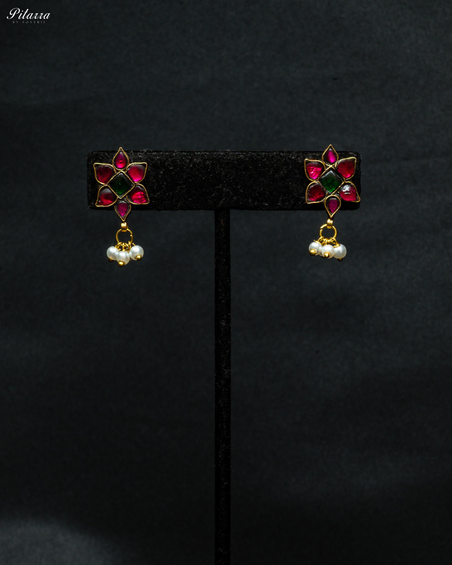 Pink Flower Dull Victorian Plating Kundan Choker Set