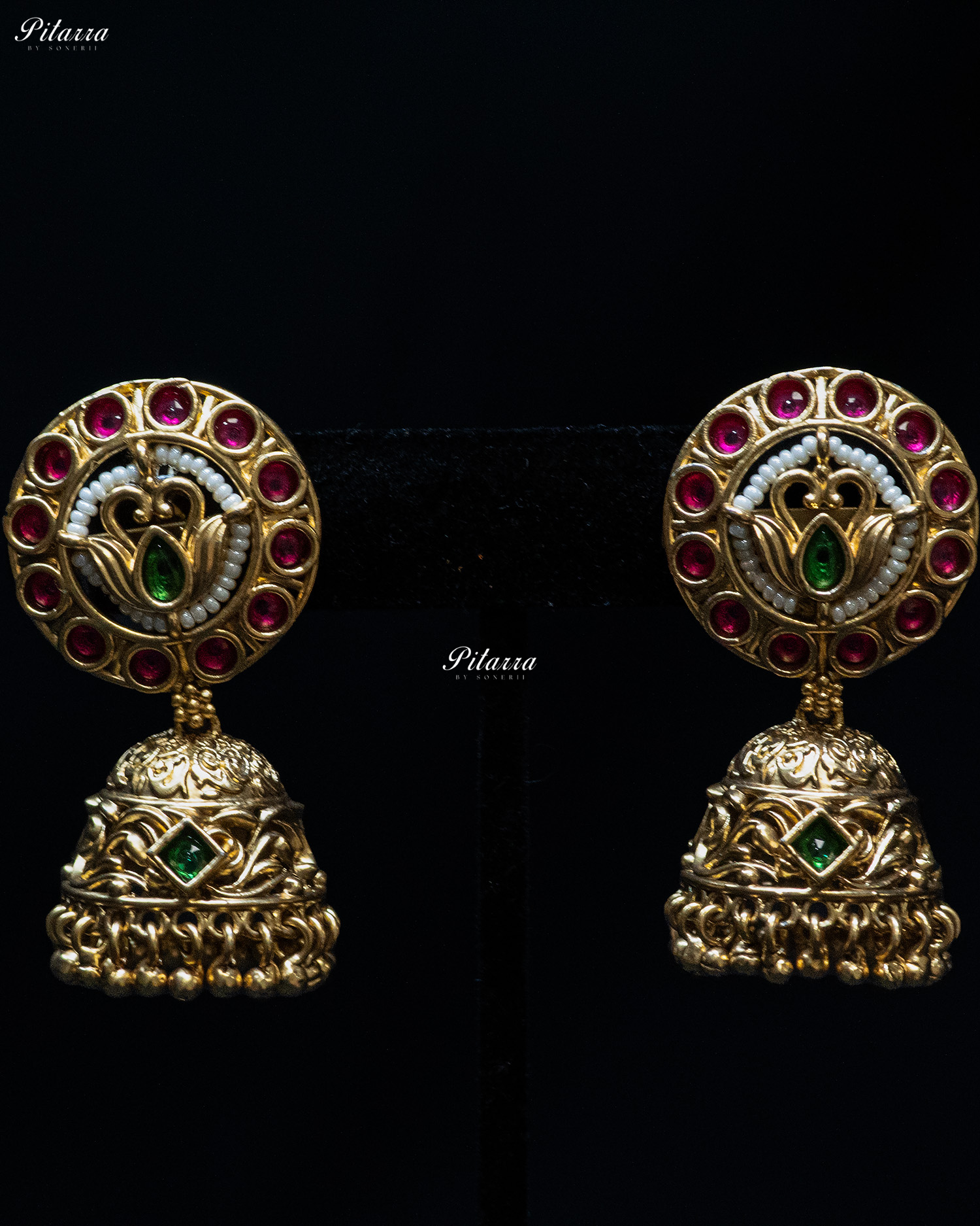 Pink Stone Green Beads Rajwadi Choker Set