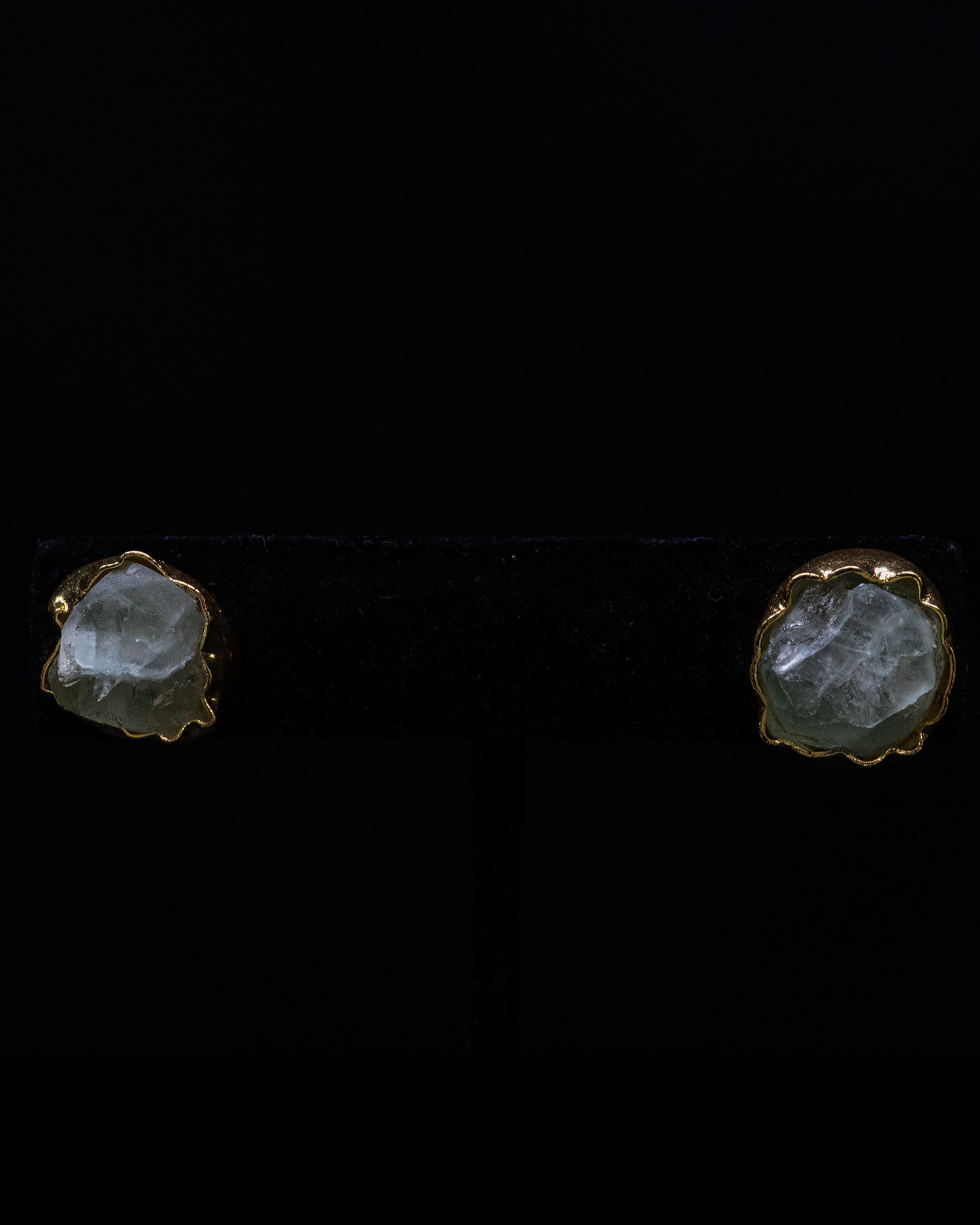 Gold Plated Green Raw Stone Collar Pendant Set