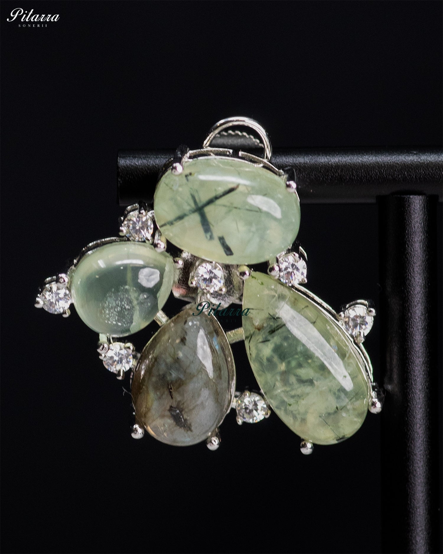 Green Prehnite Crystal Dangler Earrings