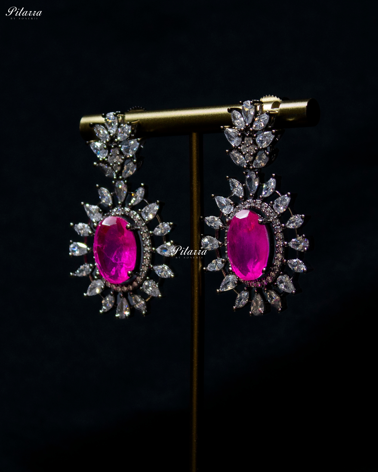 Pink Color Stones Dazzling Cubic Zirconia Necklace Set