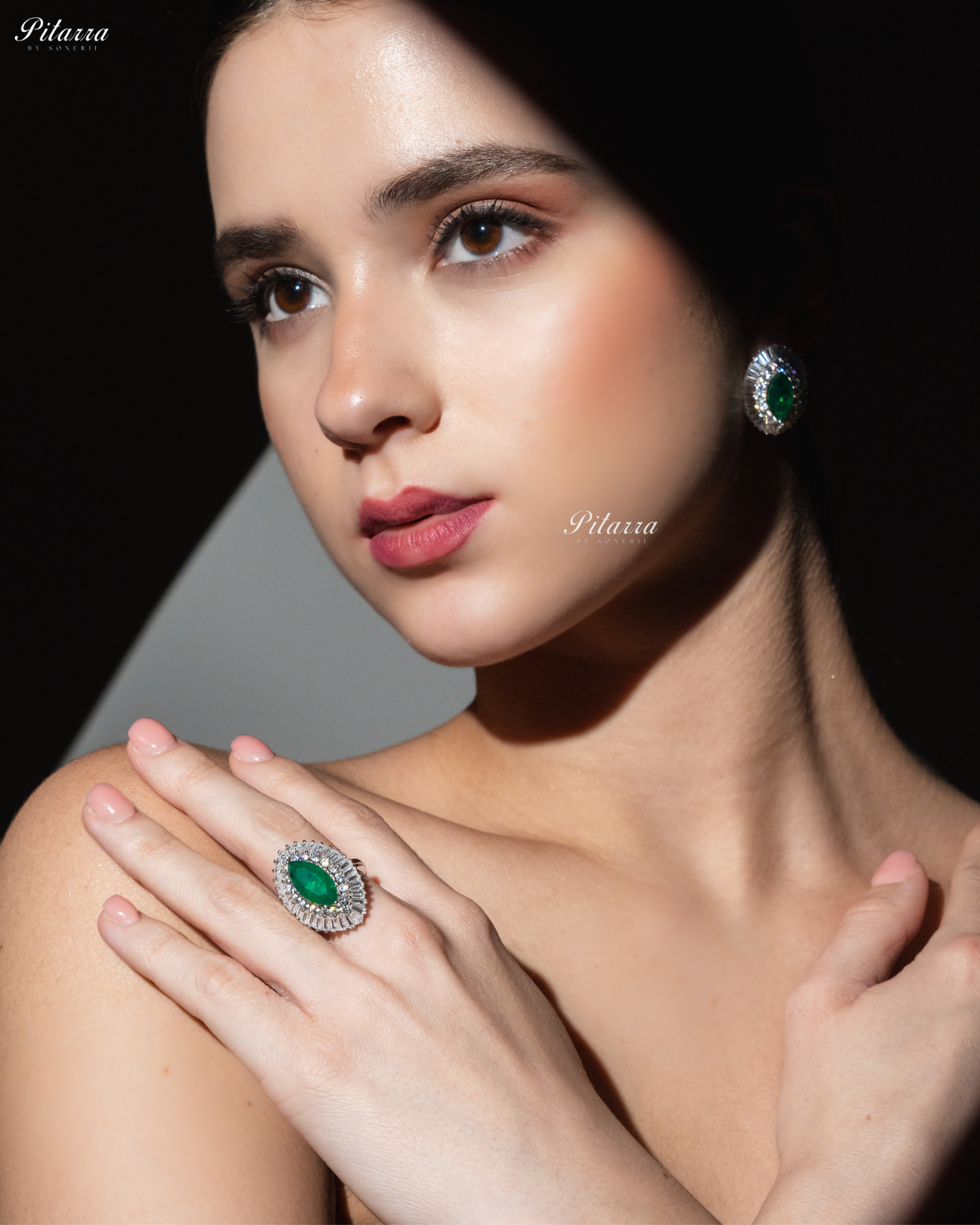 Pitarra Green Stone Crystal 92.5 Silver Ring