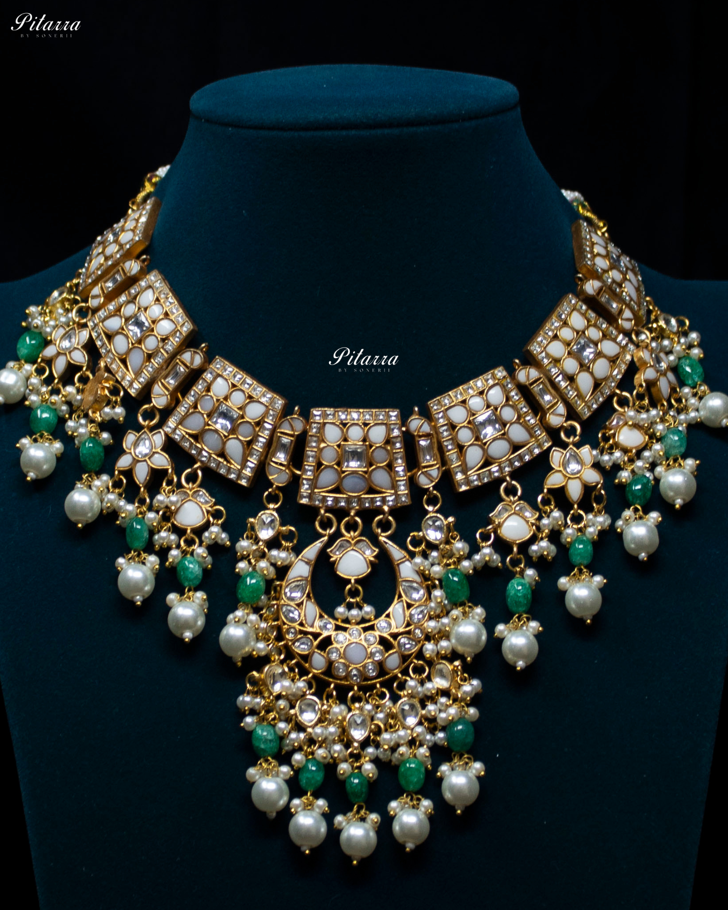 White Crystals Exclusive Kundan Necklace Set
