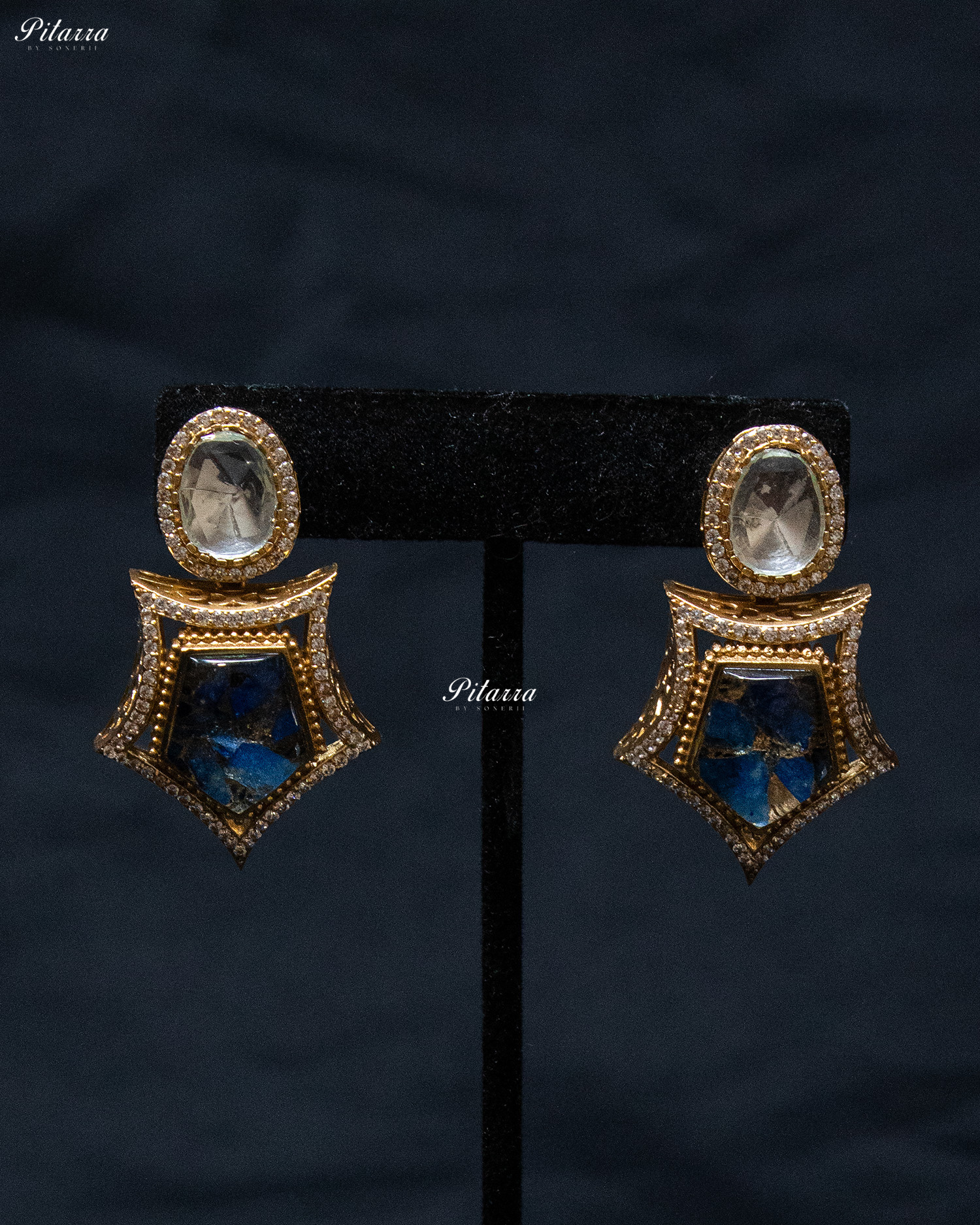 Blue Stone Halsi Polki Kundan Necklace Set