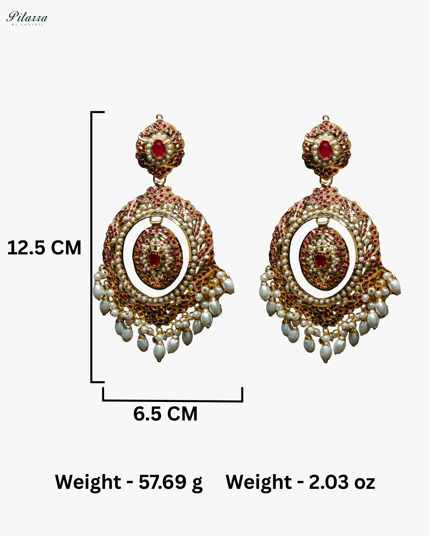 Red Heritage Drop Beads Jadau Chandbali Earrings
