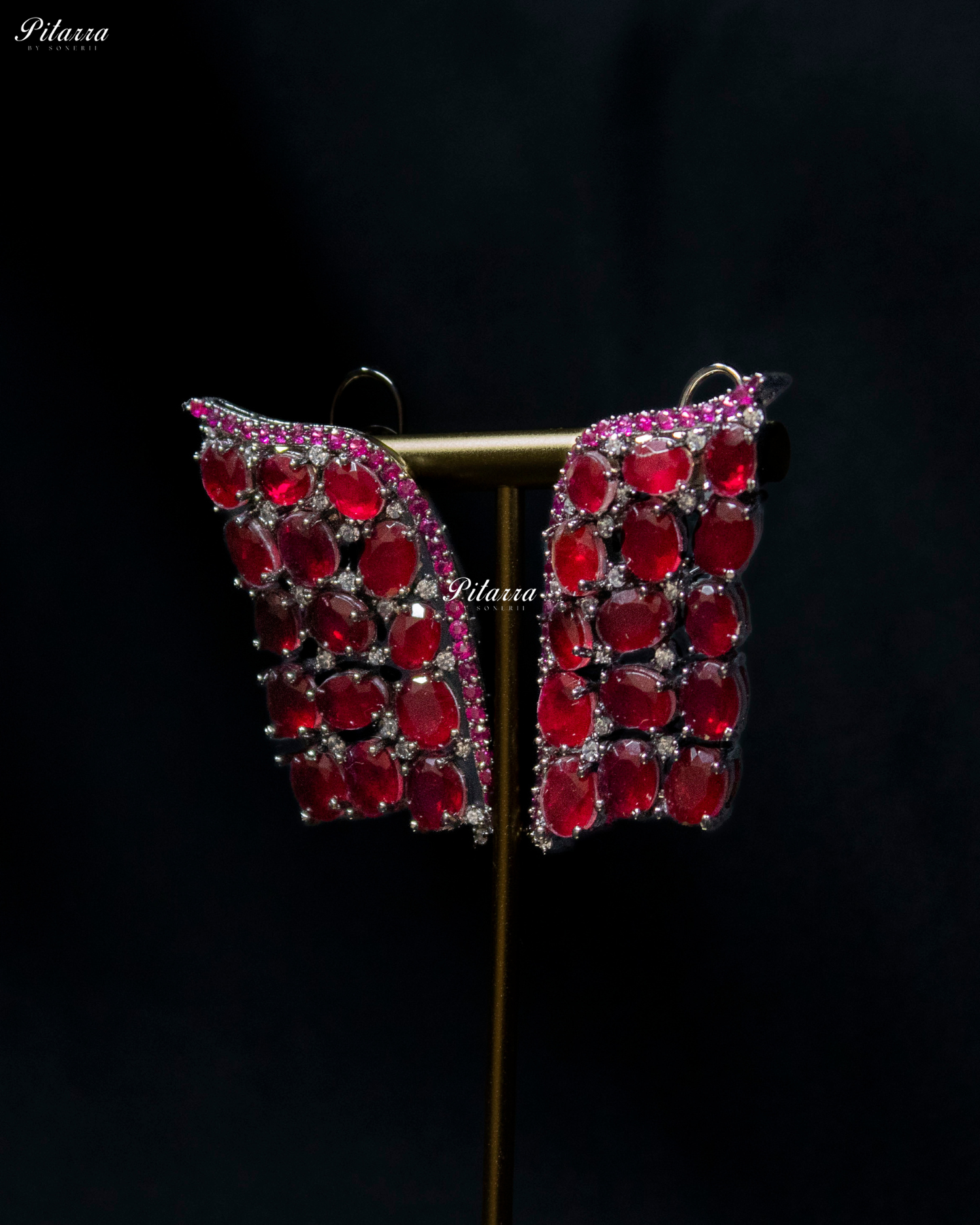 Red Ruby Stone Purple Lining Crystal Choker Set