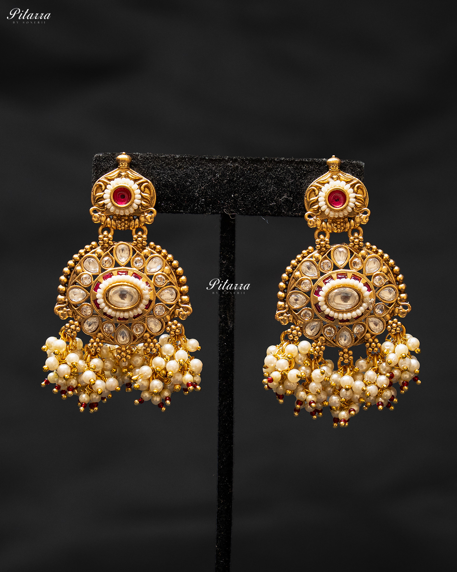 Pink Stone Pink Beads Rajwadi Kundan Necklace Set