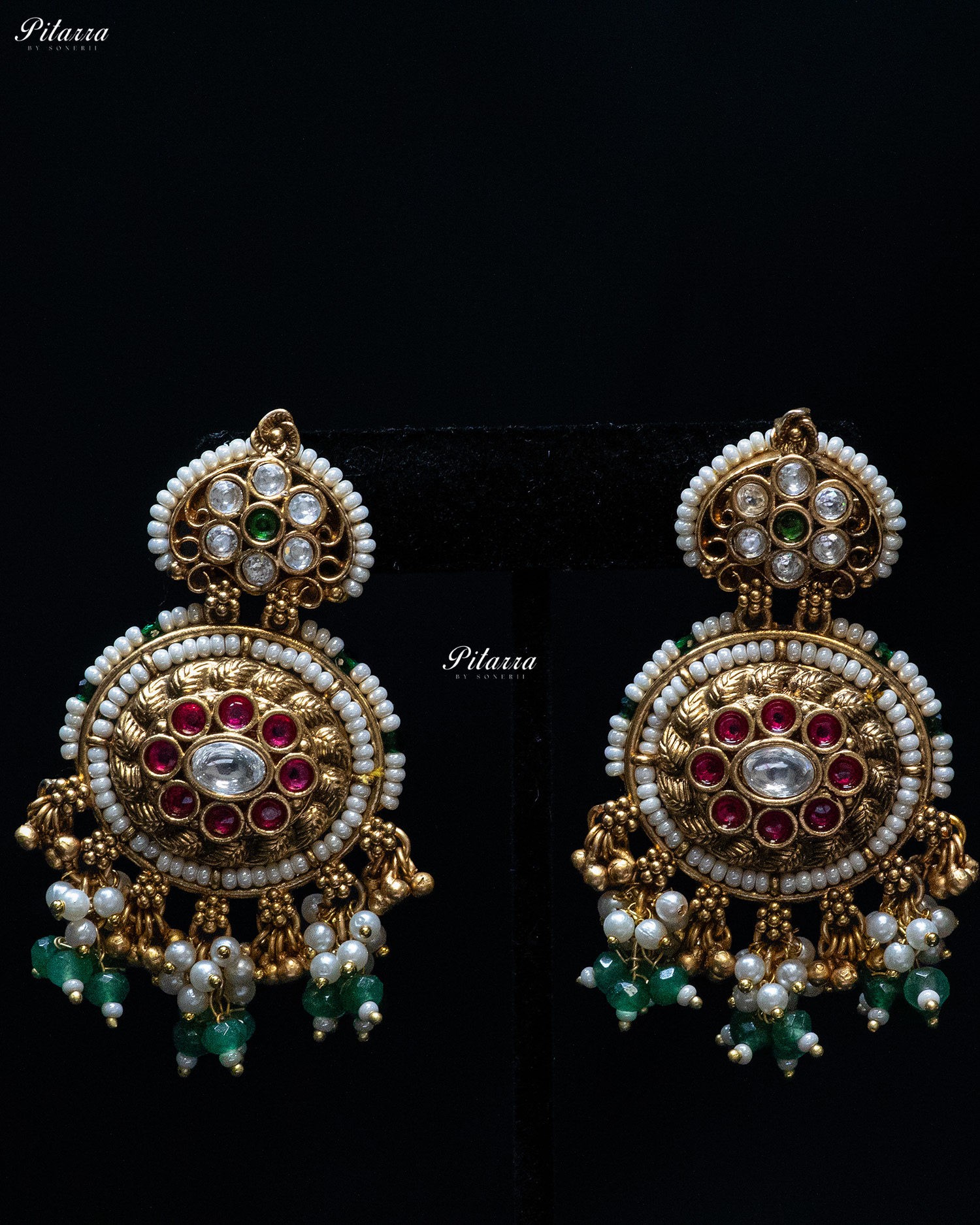 Multi Colored Beads Golden Long Pendant Set