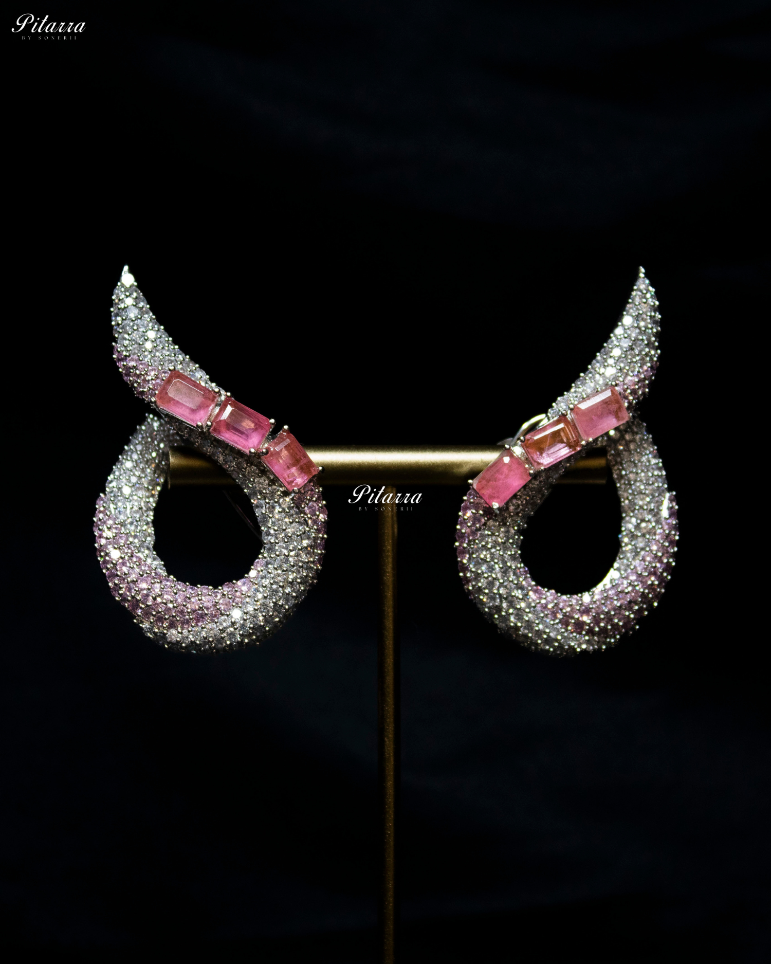 Pink Stone Sleek CZ Choker Statement Necklace Set