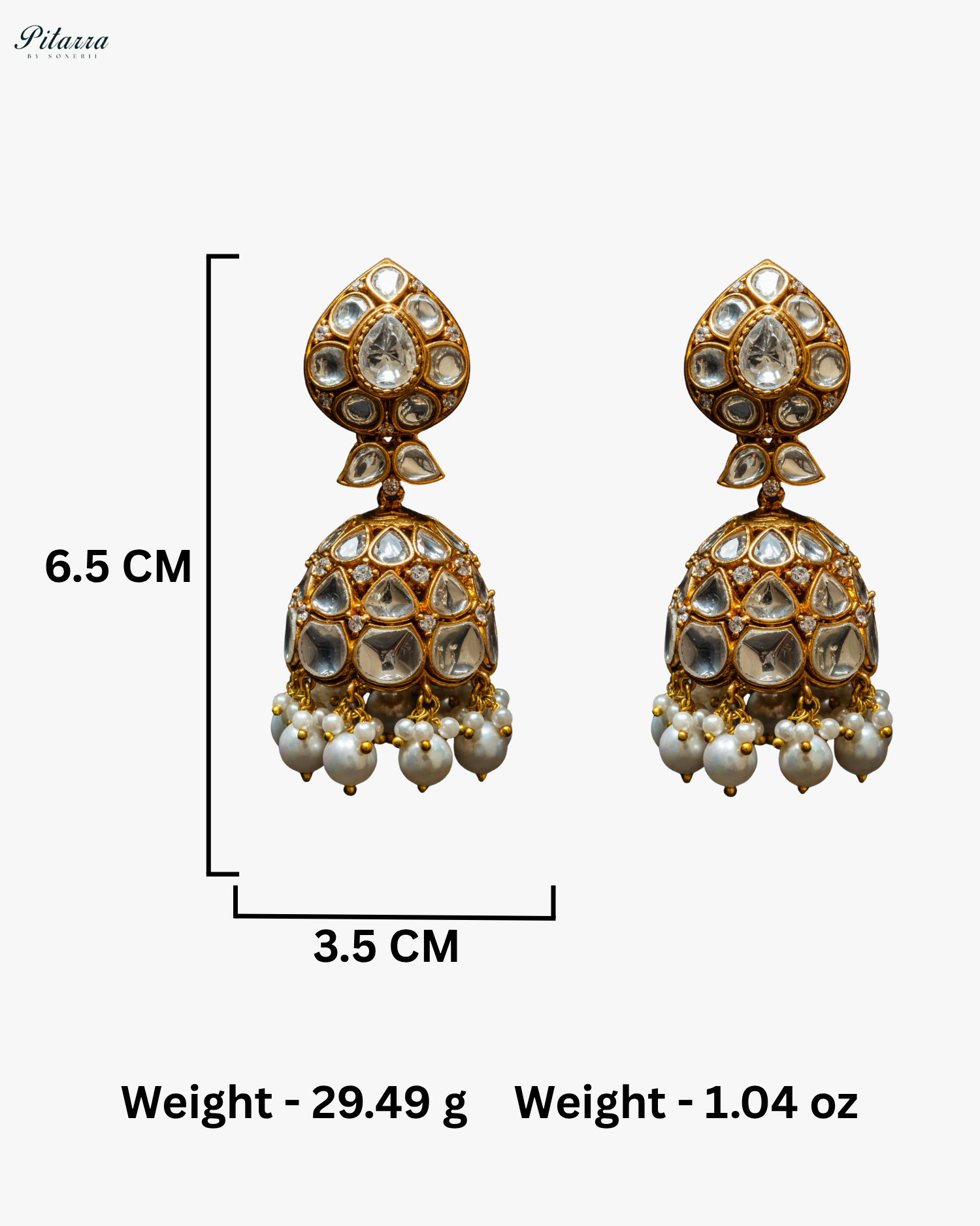 Pitarra White Kundan Jhumki Earrings