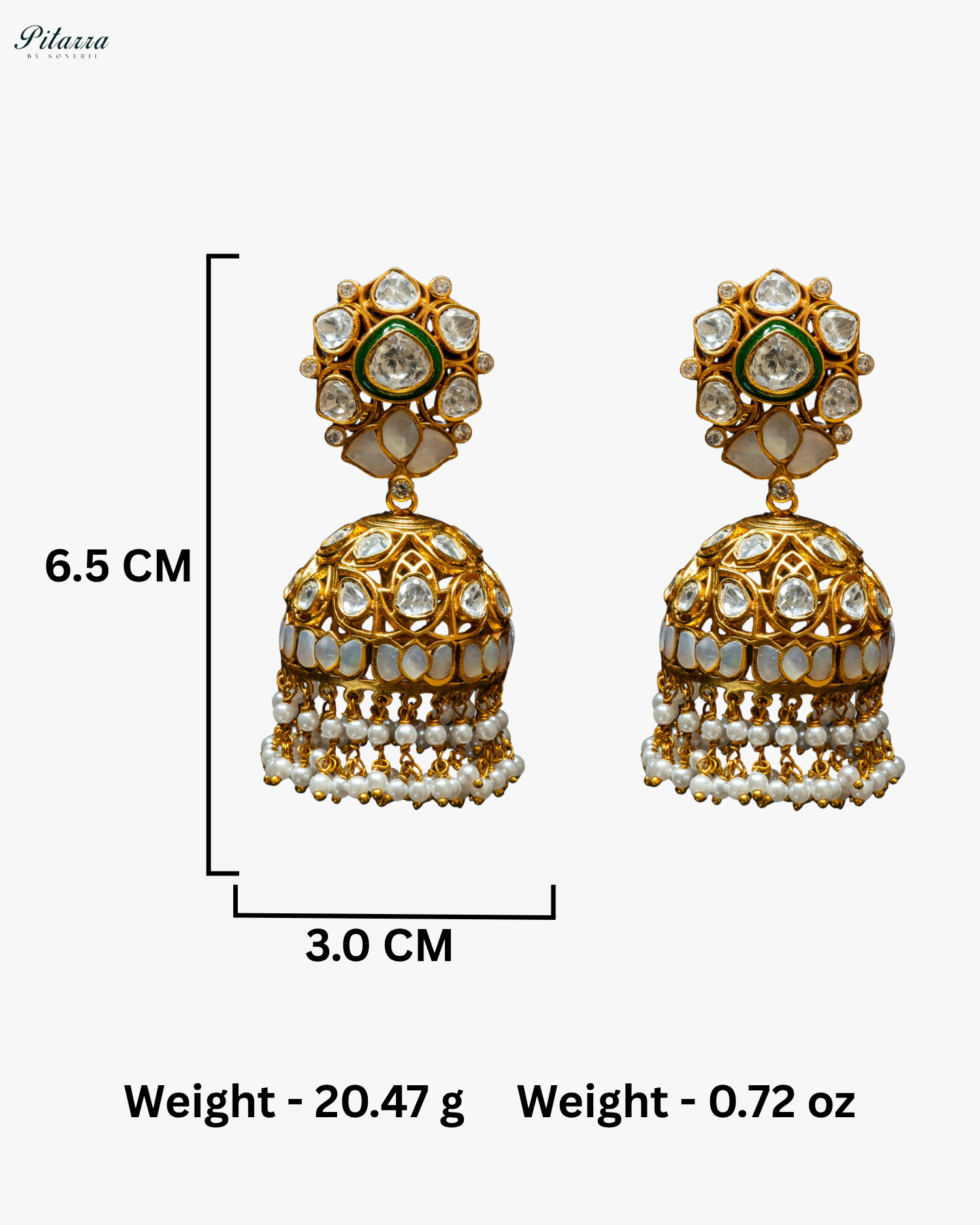 Golden Arts Green Meenakari Kundan Jhumka Earrings