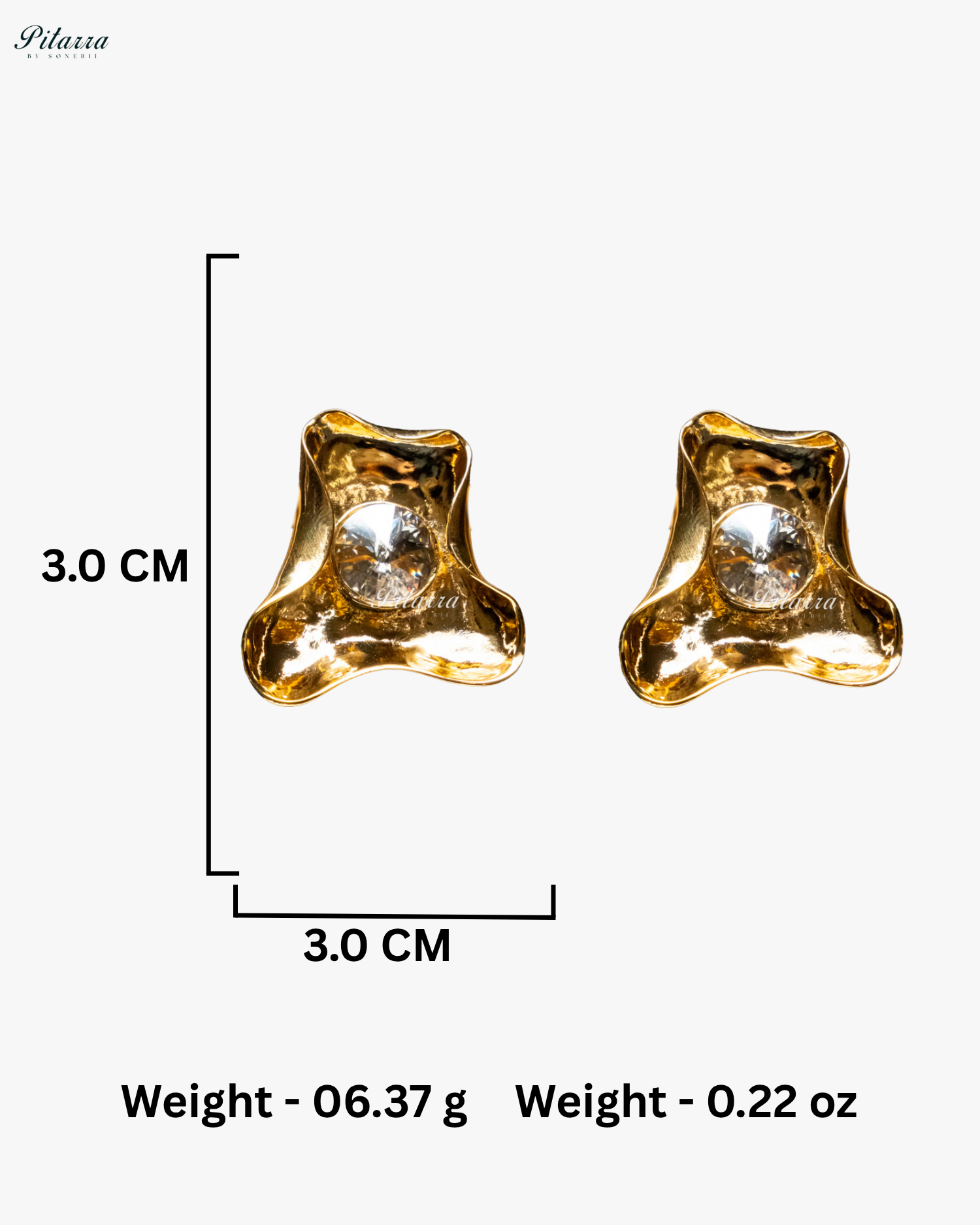 White Stone Gold Plated Trendy Stud Earrings