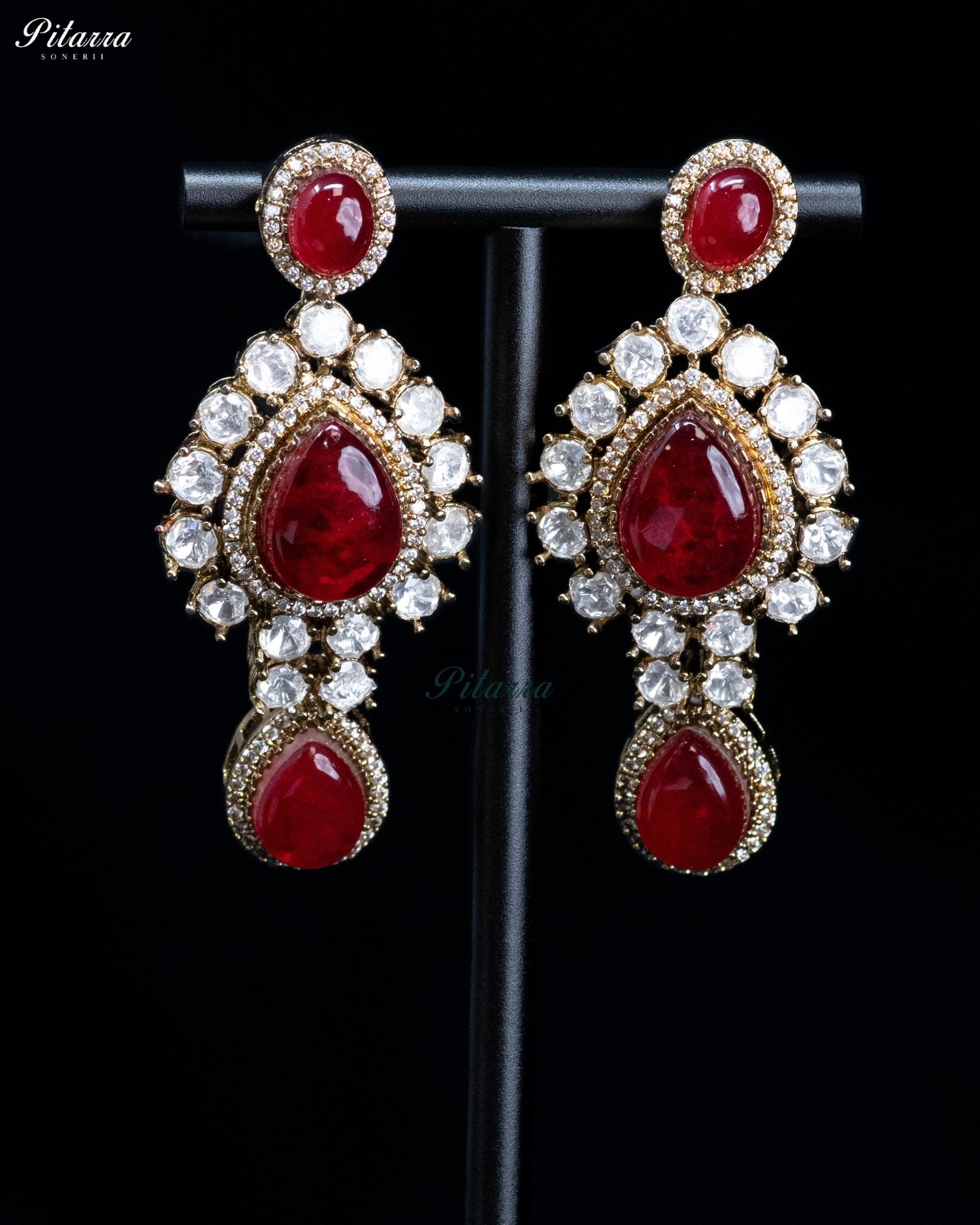 Red Teardrop Kundan Choker Set