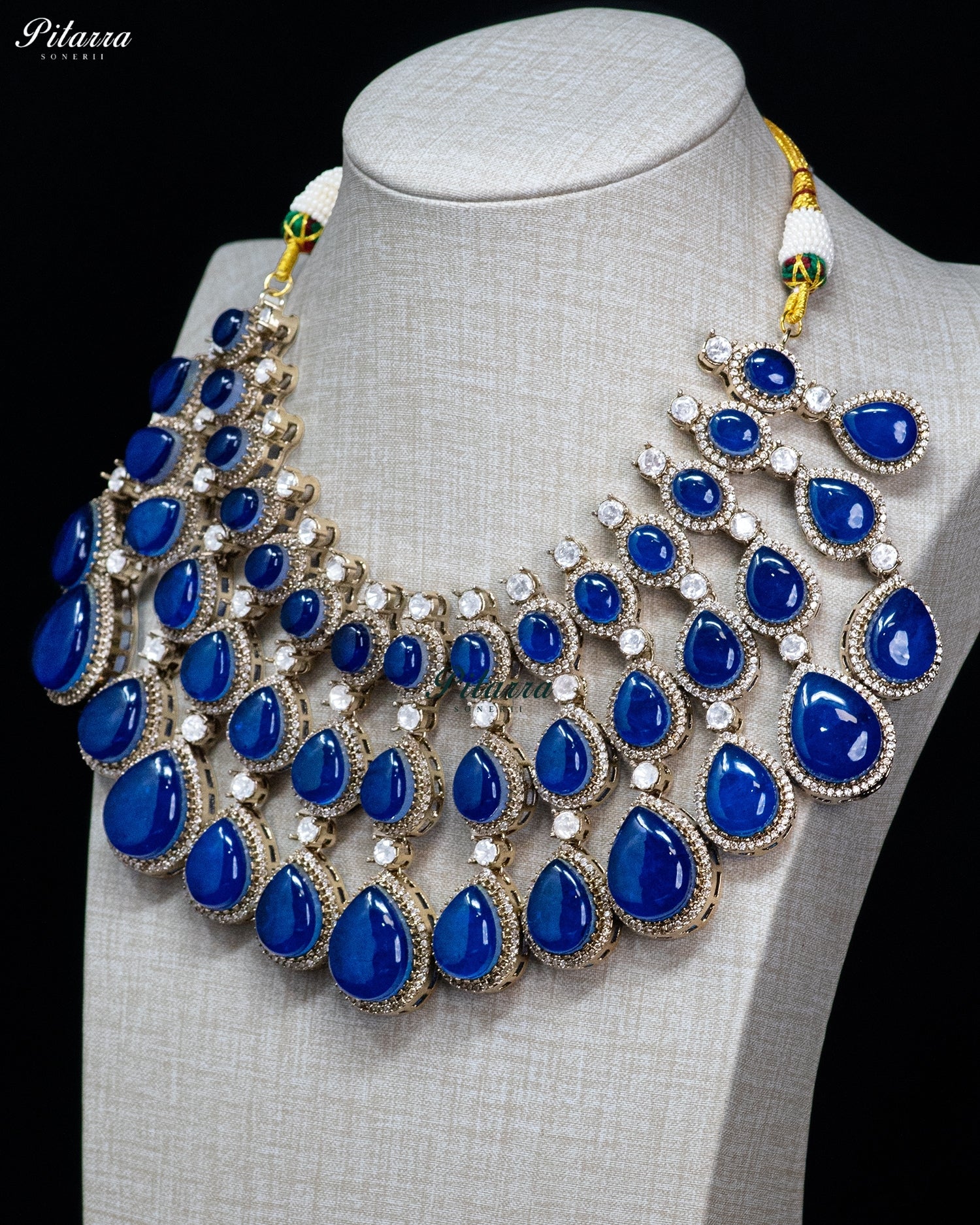 Green Teardrop Kundan Choker Set