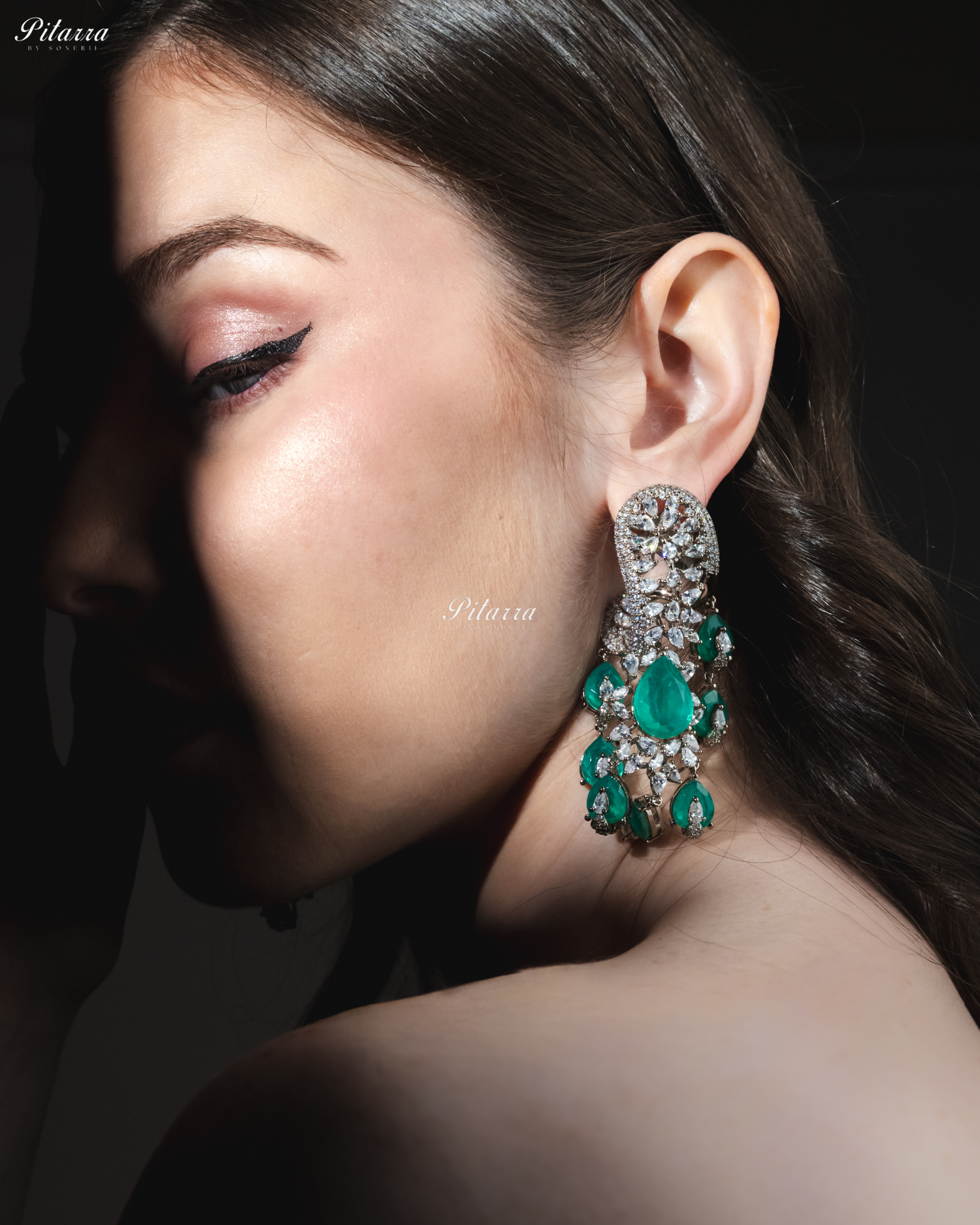 Mint color Silver Polish CZ Crystal Dangler Earrings