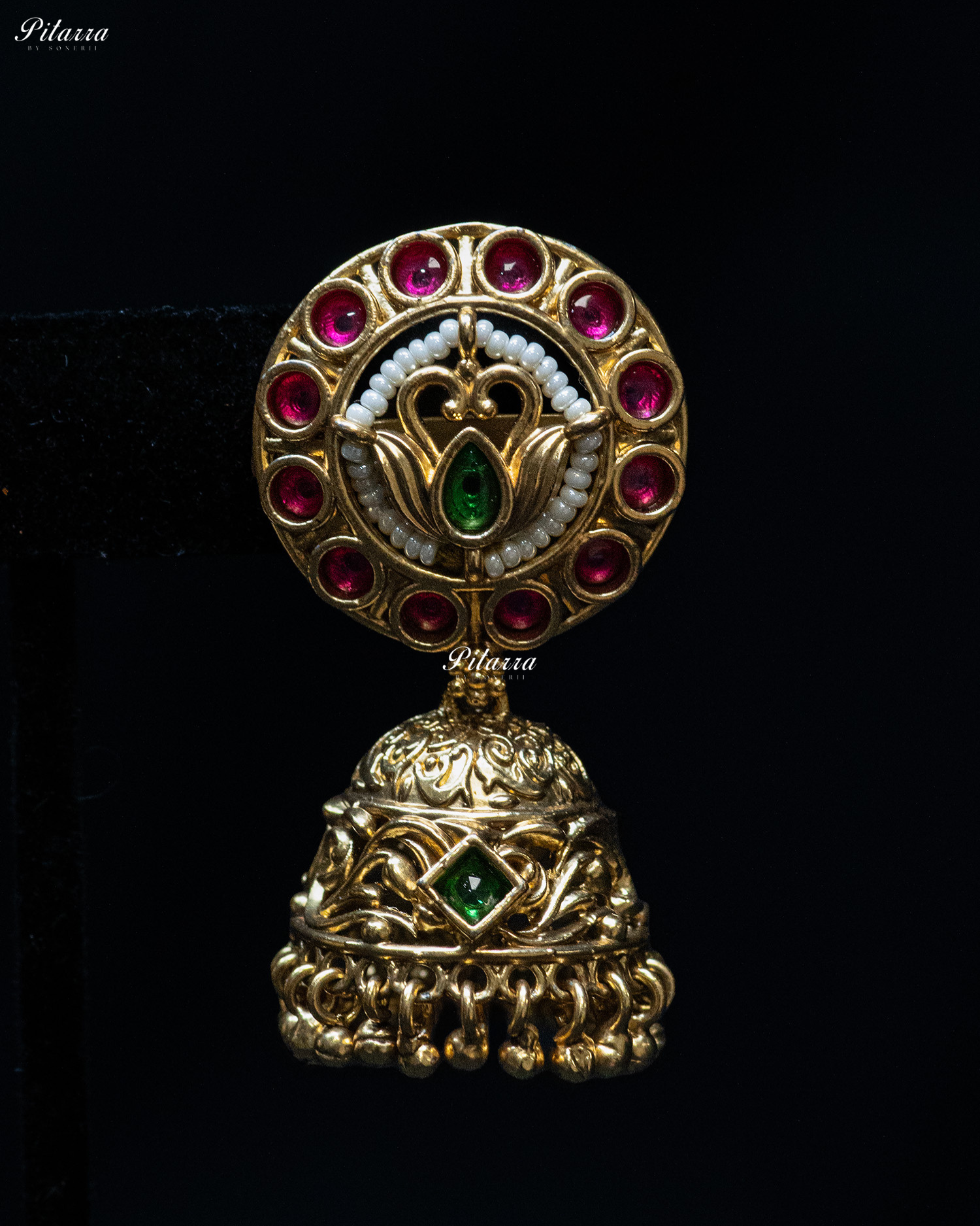 Pink Stone Green Beads Rajwadi Choker Set