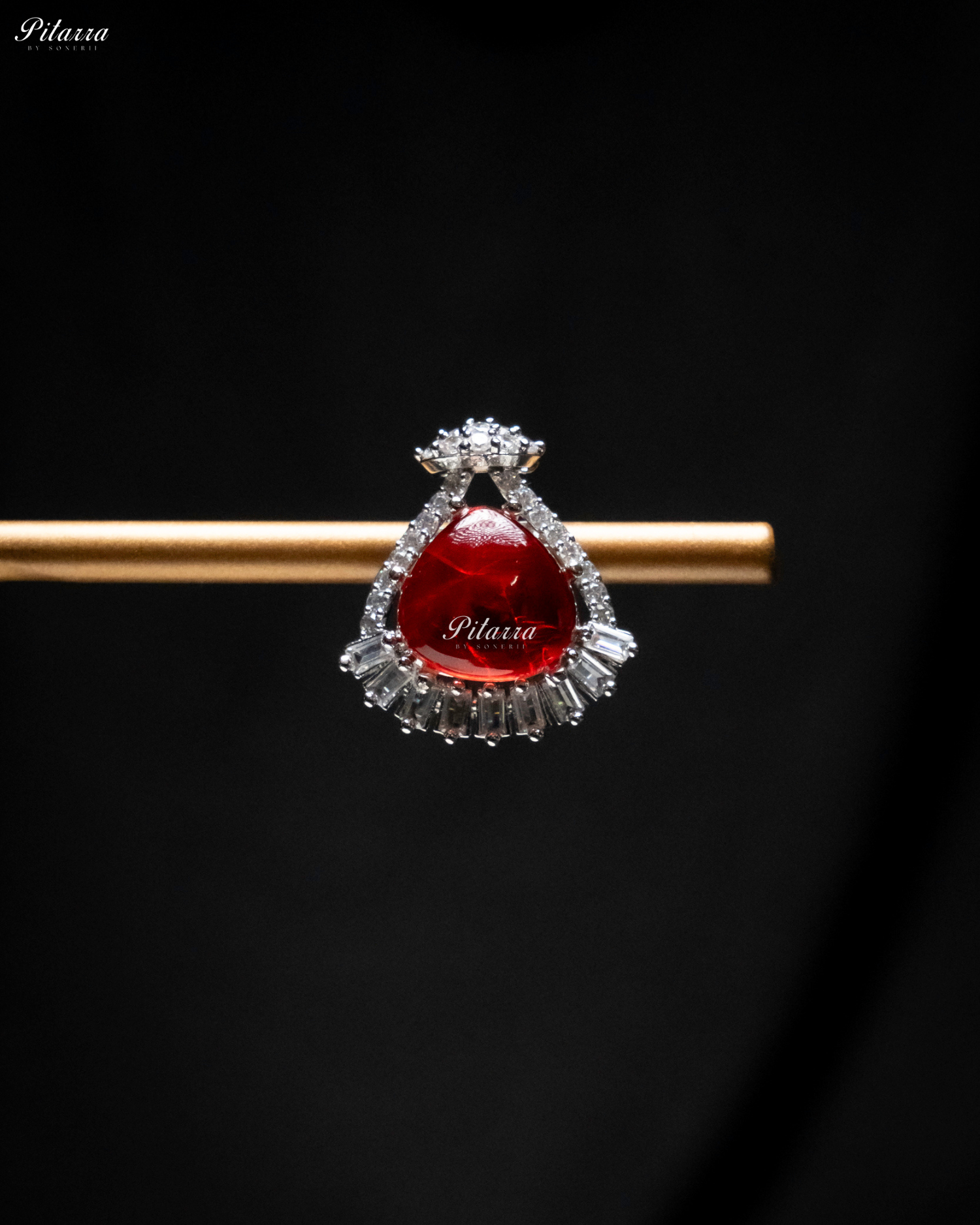 Red Stone Red Cultured Pearl Pendent Necklace Set
