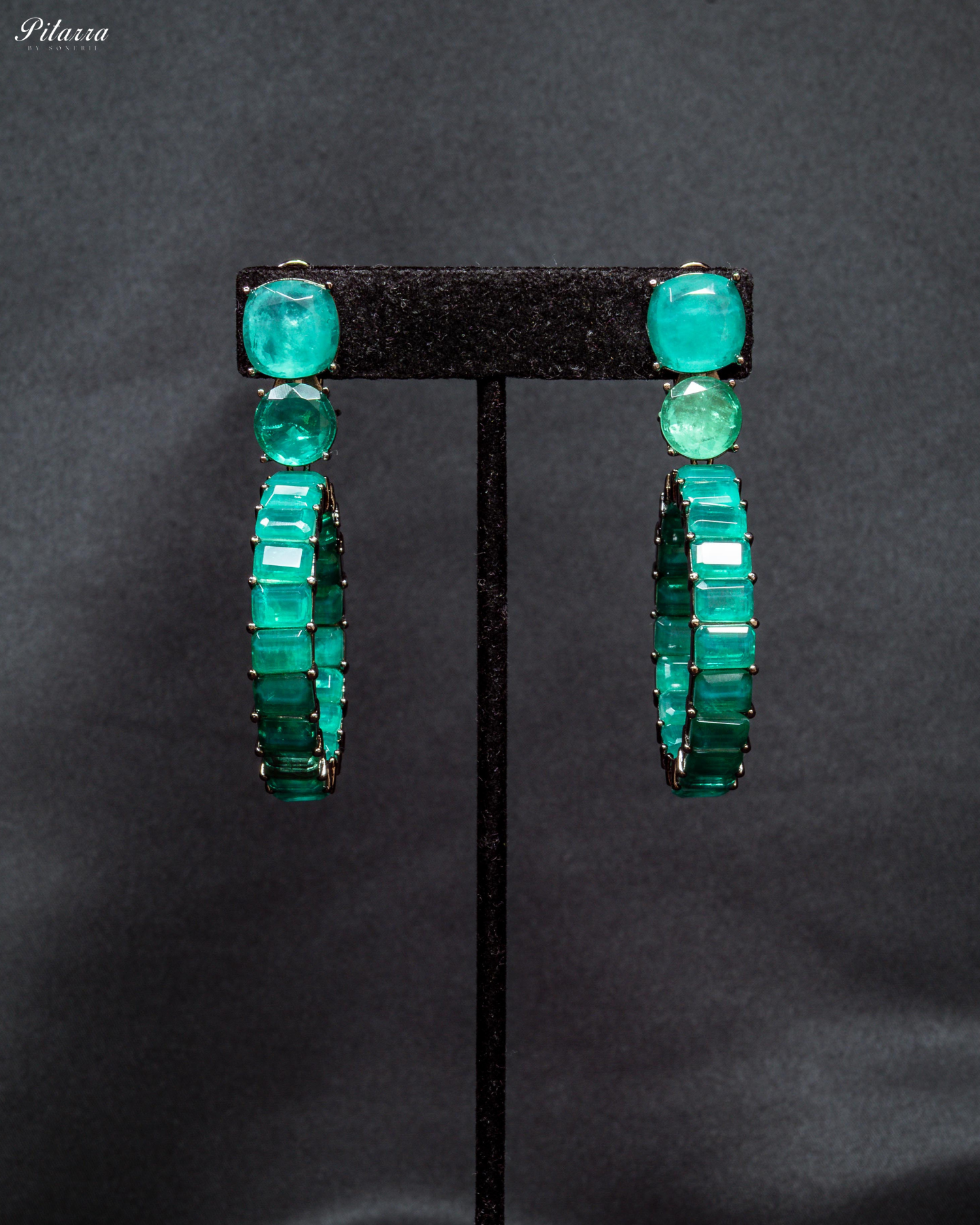 Mint color Circular Crystal Statement Dangle Earrings