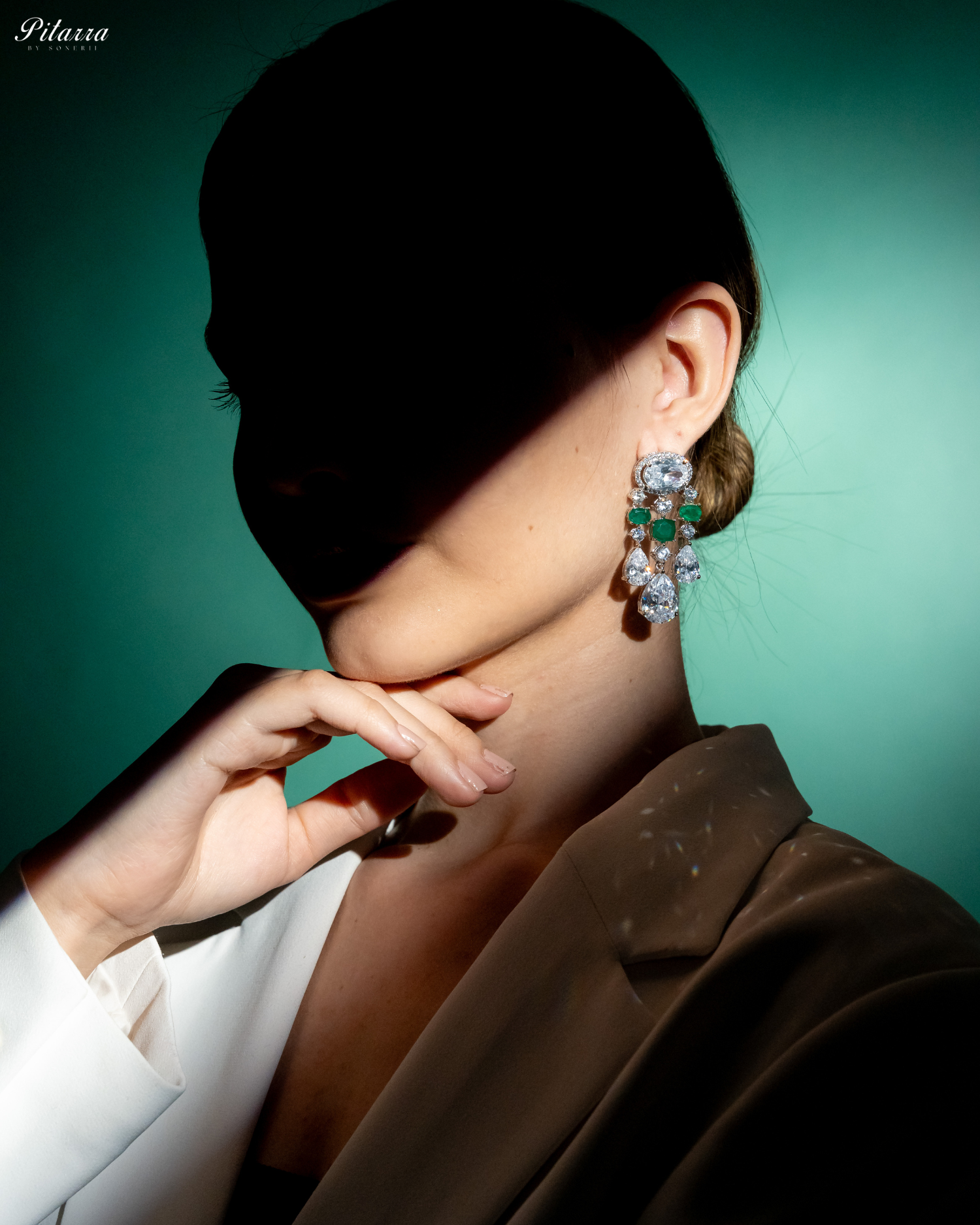 Green Cubic Zirconia Danglar Earrings
