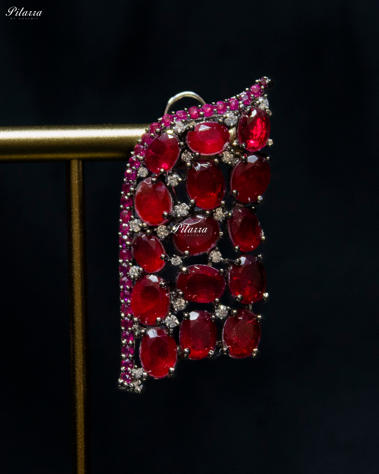 Red Ruby Stone Purple Lining Crystal Choker Set