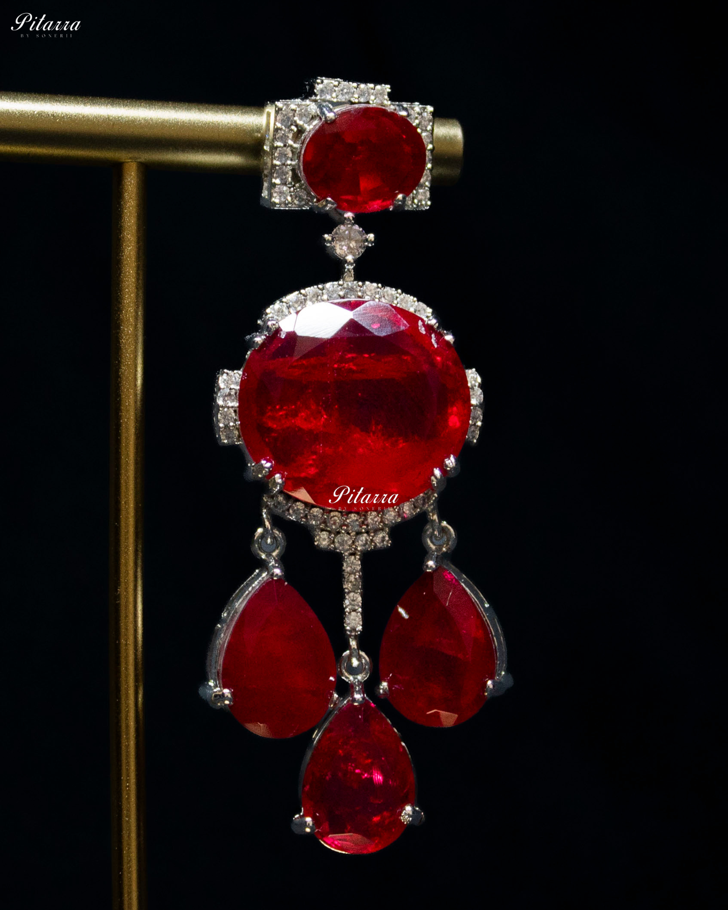 Red Imperial Cubic Zirconia Necklace Set
