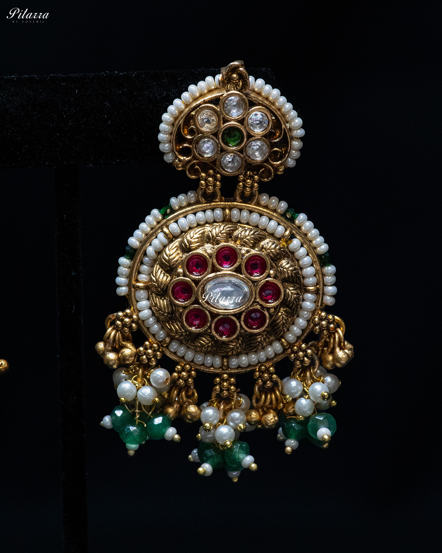 Multi Colored Beads Golden Long Pendant Set
