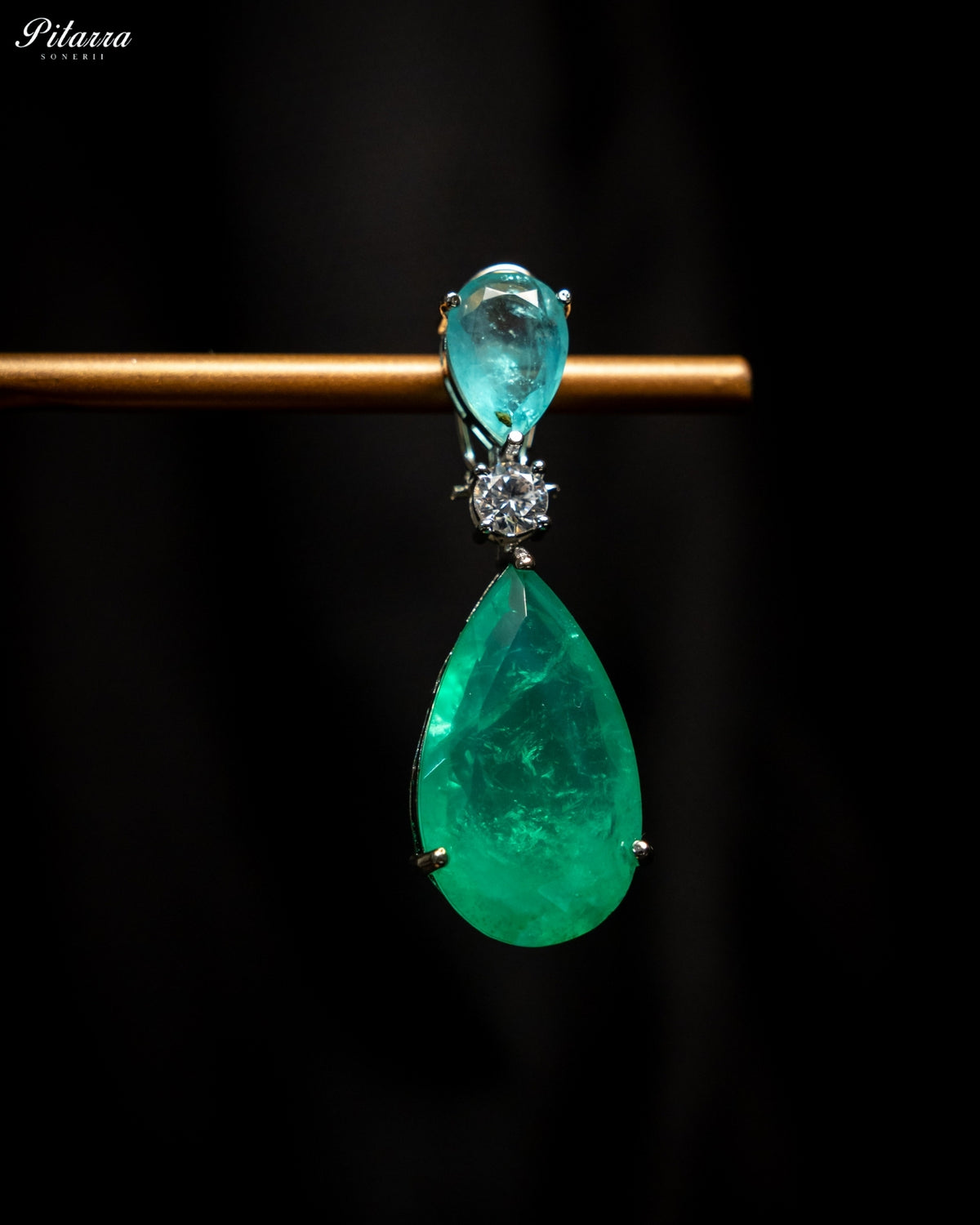 Aqua Green & Light Aqua Blue Crystal Statement Choker Necklace Set
