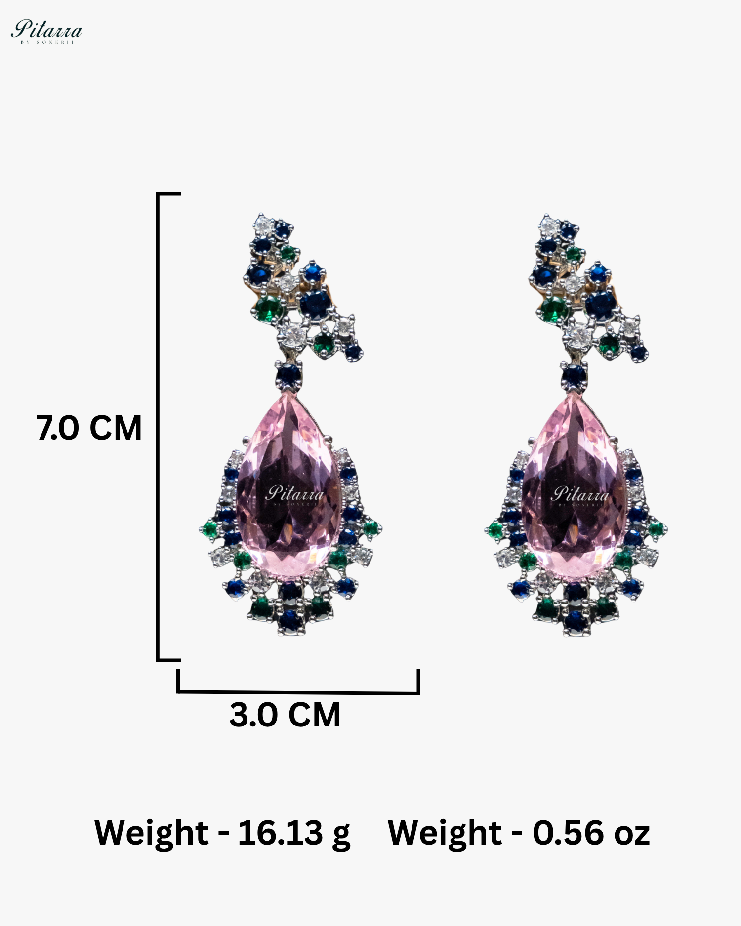 Pink Stone Sparkling Sliver Line Crystal Earrings