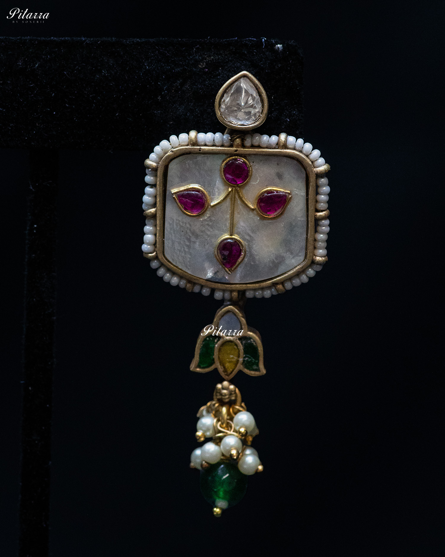 Dual Peacock White Stone Antique Designer Silver Look Alike Pendant Set