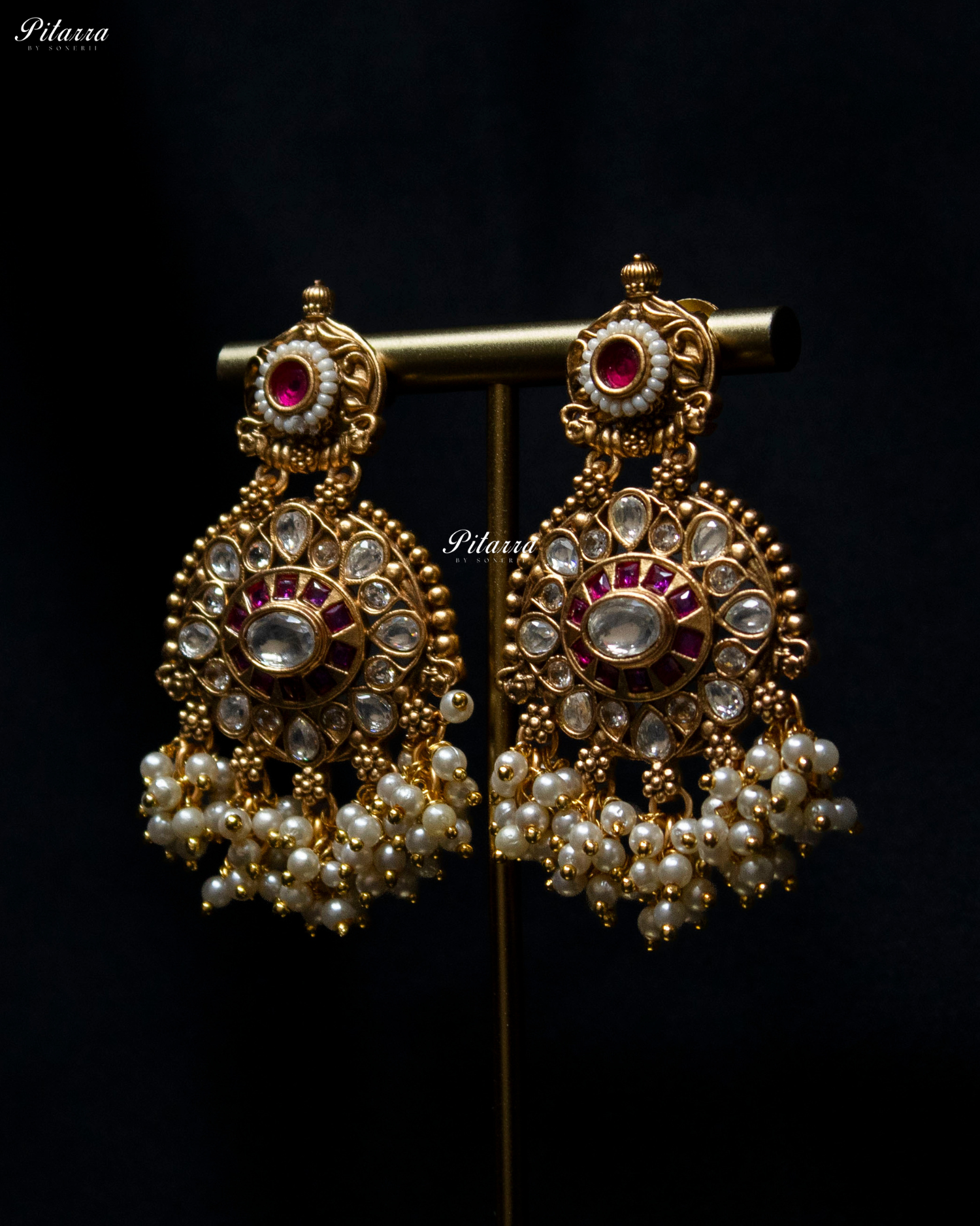 Pink Stone Handcrafted Rajwadi Kundan Necklace Set