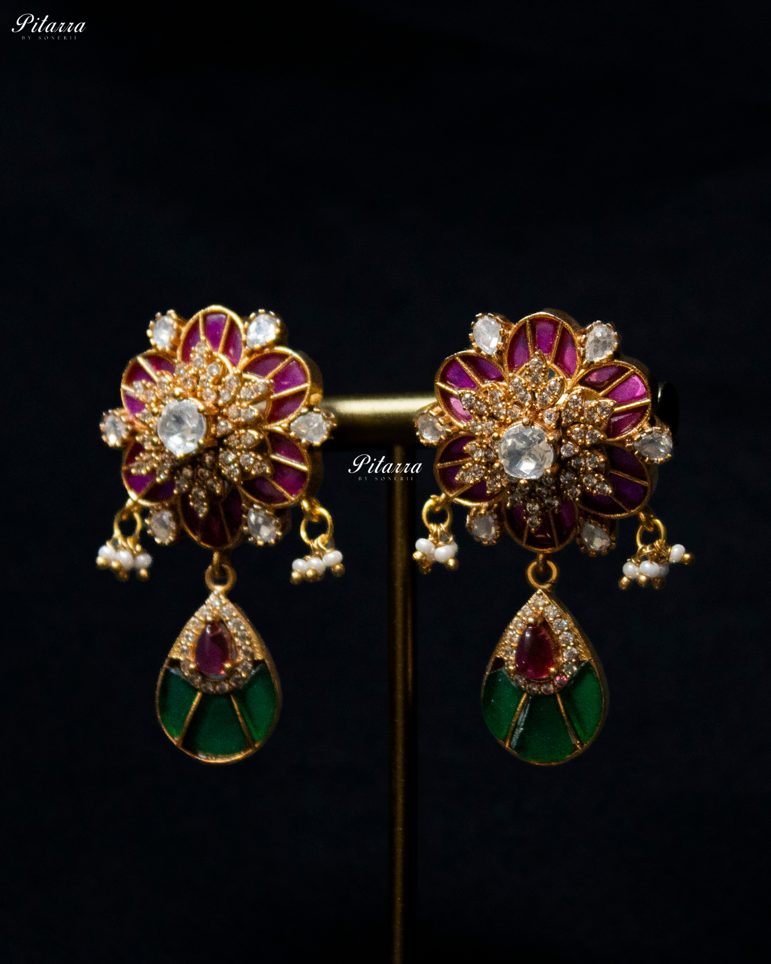 Pink Emerald Luxury Meenakari Polki choker Necklace Set
