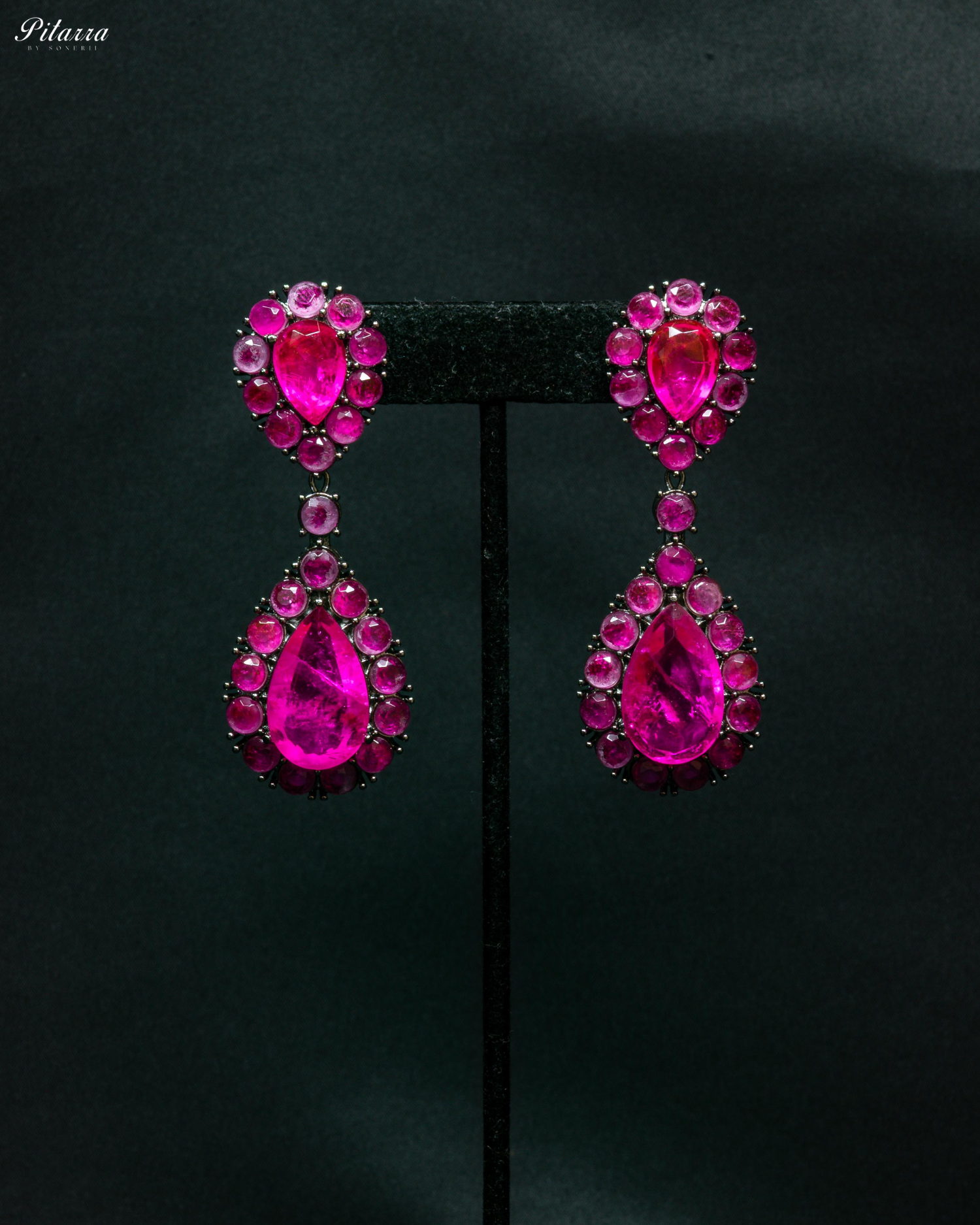 Pink Drop Doublet CZ Crystal Dangle Earrings