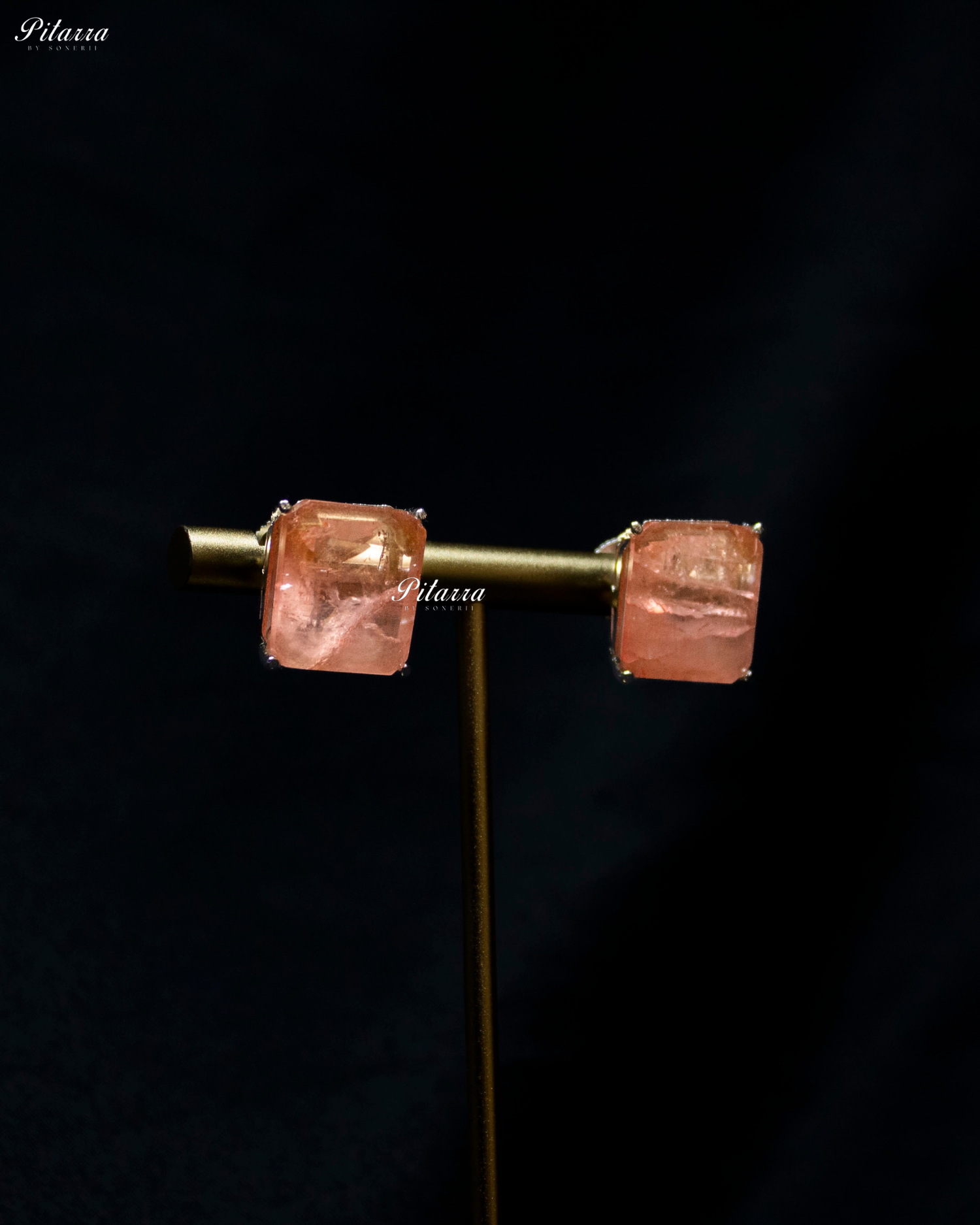 Peach Square Cubic Zirconia Necklace Set