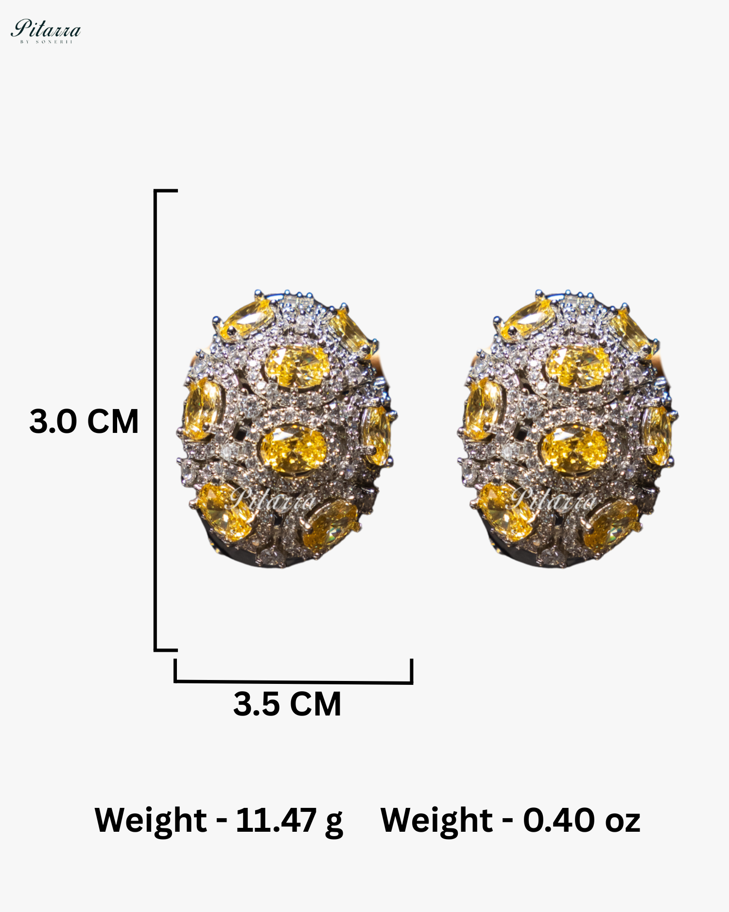 Citrin Stone Golden Crystal Stud Earrings