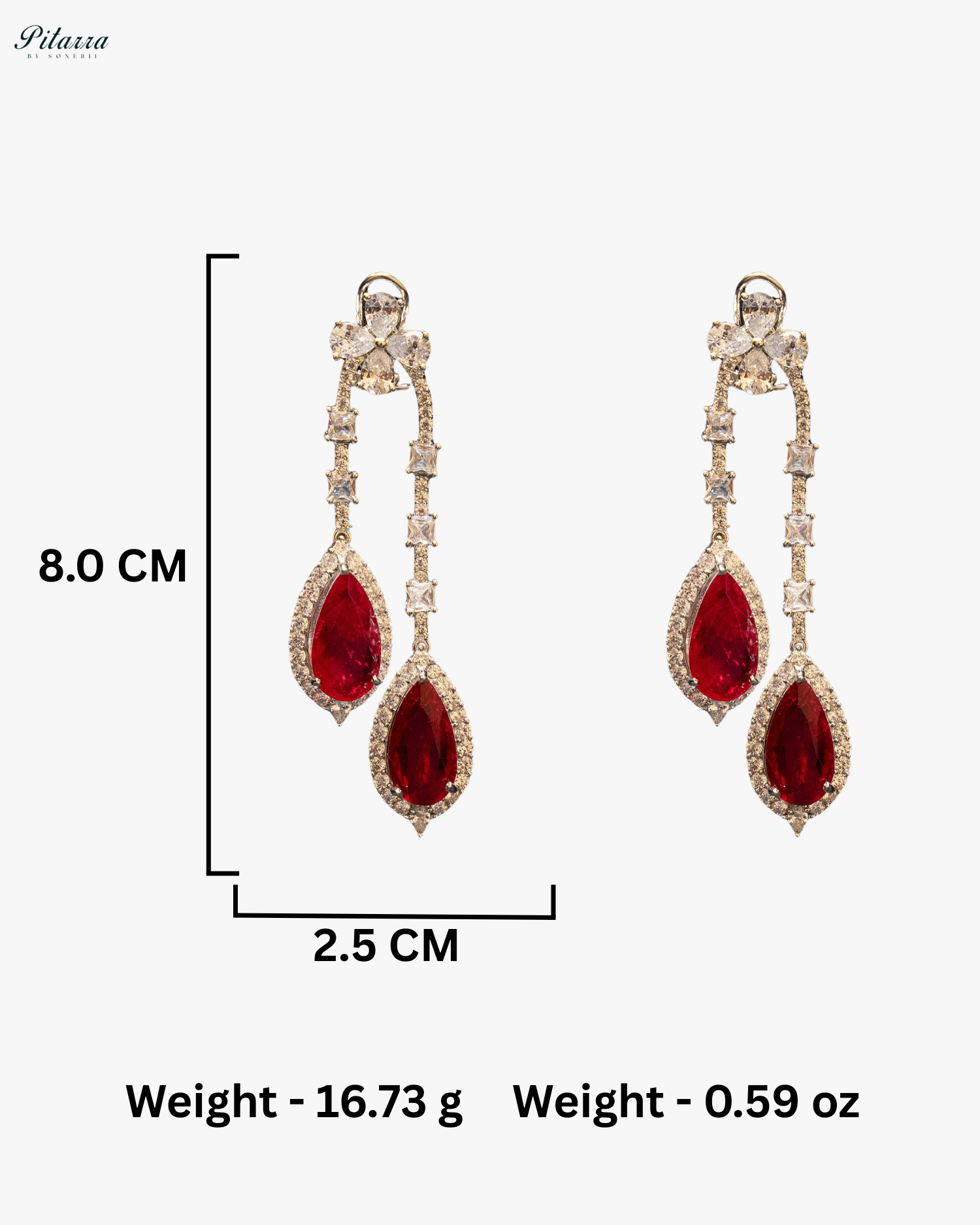 Pitarra Red and Gold Finish Dangler Earrings
