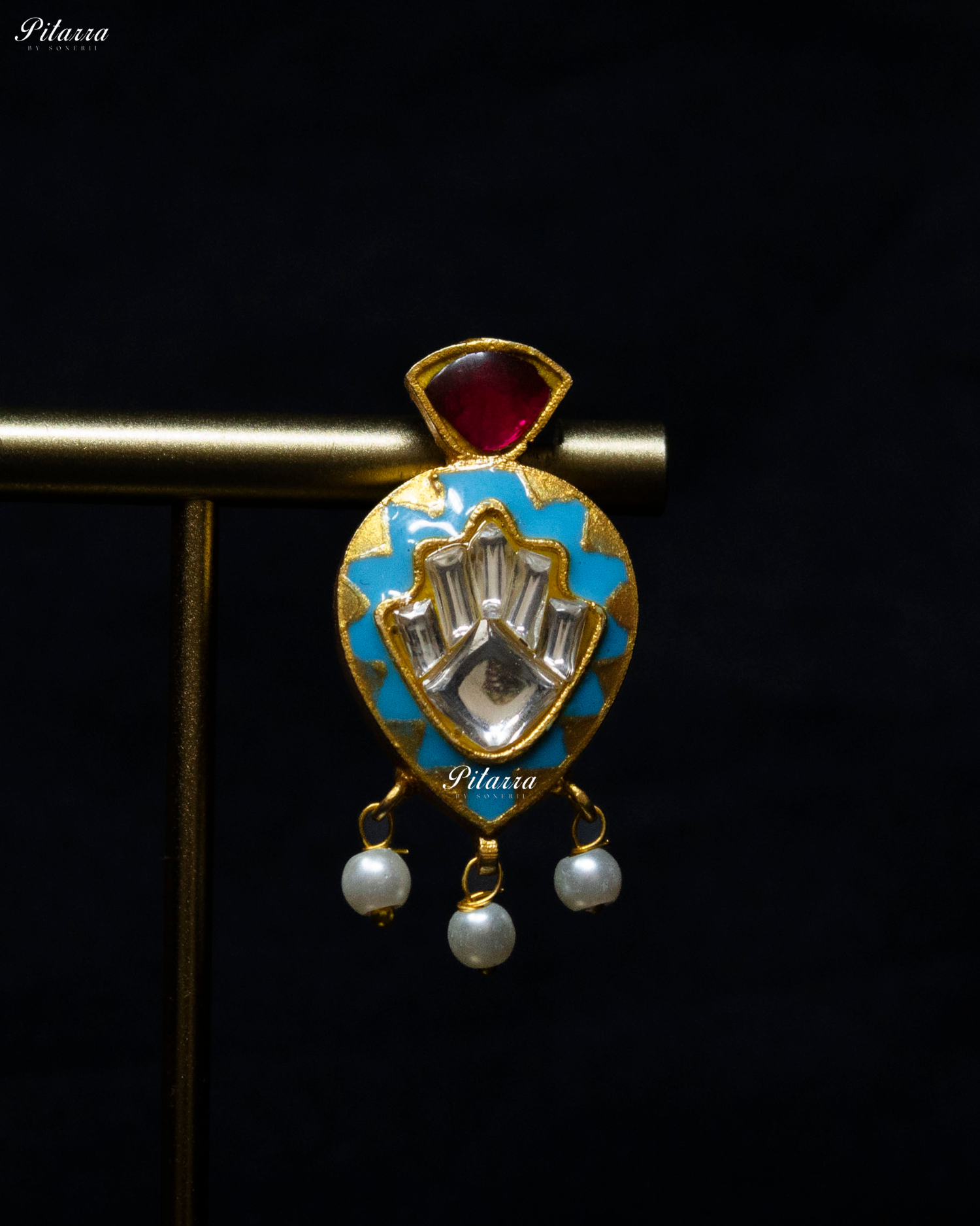 Turquoise Drop Exclusive Meena Kundan Necklace set