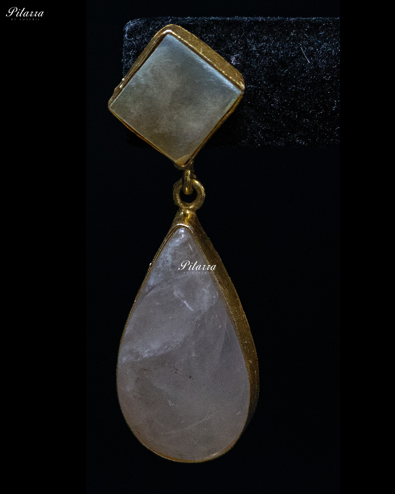Peach Drop Sculptural Stone Long Statement Necklace Set