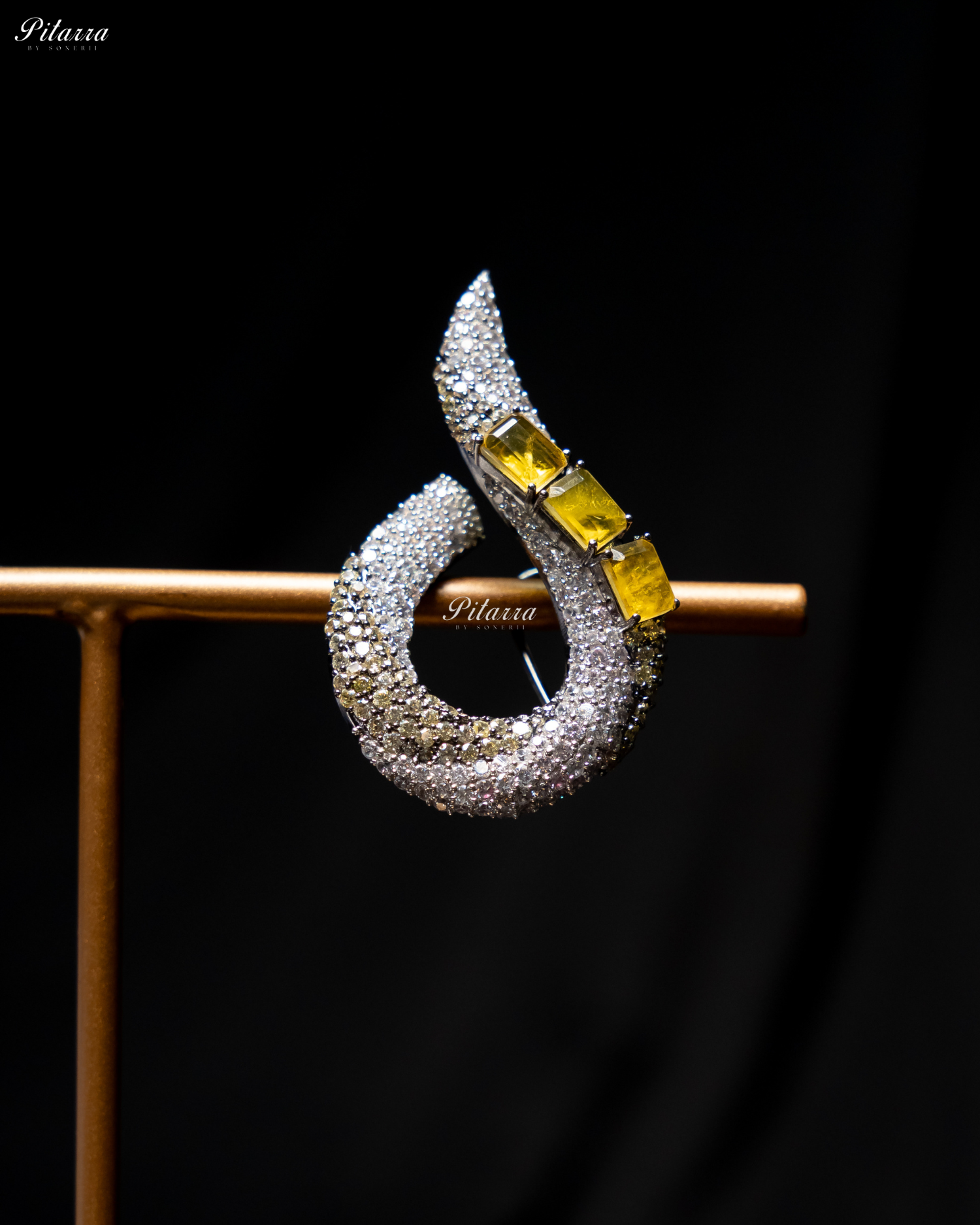Yellow Stone Sleek CZ Choker Statement Necklace Set