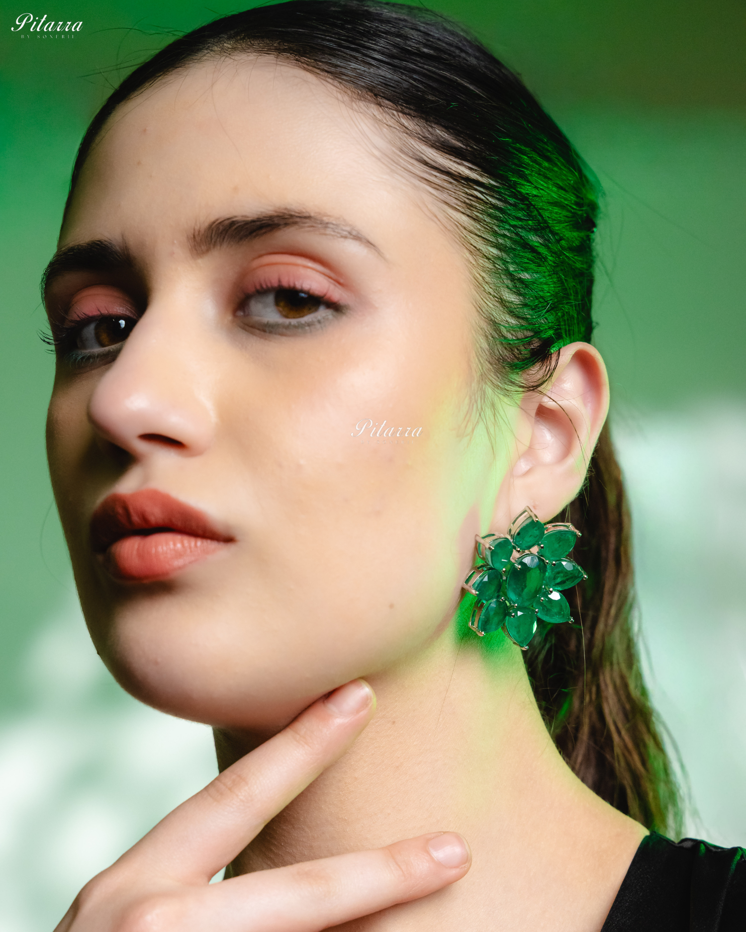 Emerald Floral Emerald Petals CZ Doublet Stud Earrings