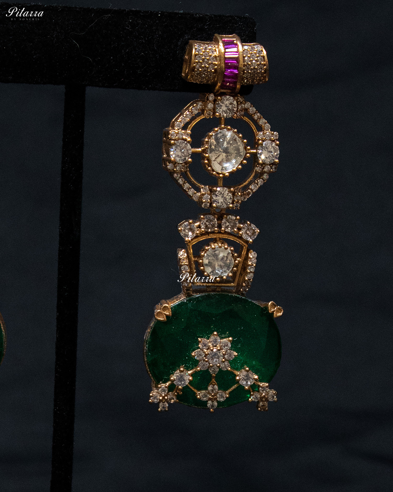 Emerald Big Stone Victorian Polki Kundan Necklace Set