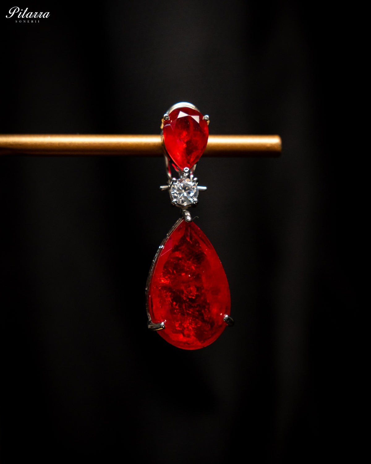Ruby Red Crystal Statement Choker Necklace Set