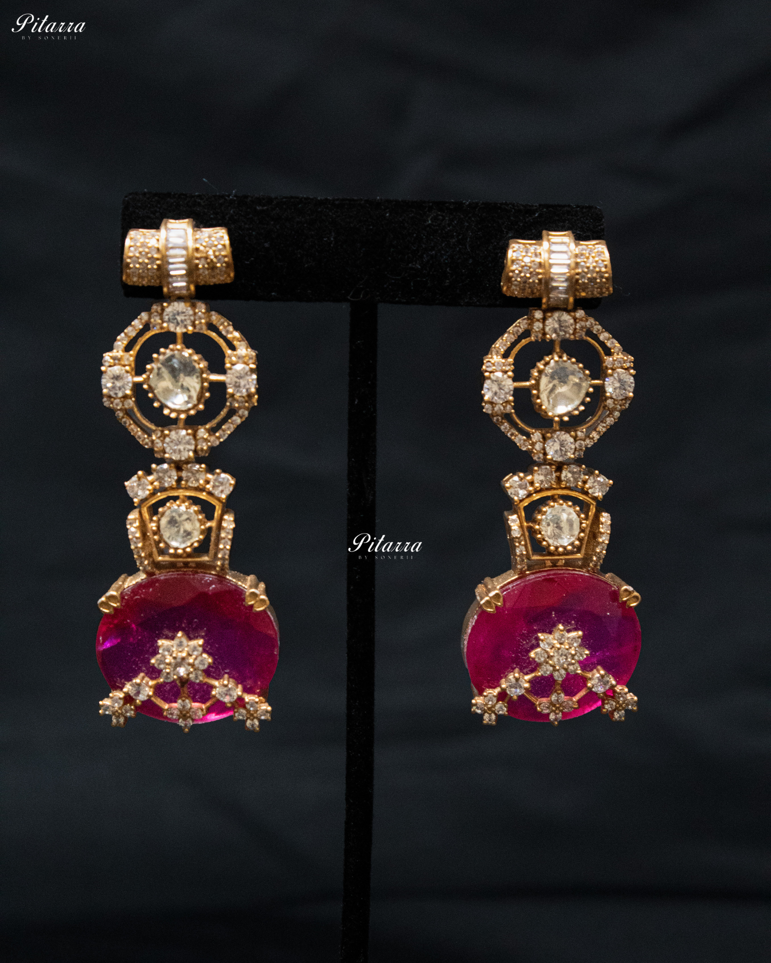 Pink Big Stone Victorian Polki Kundan Necklace Set