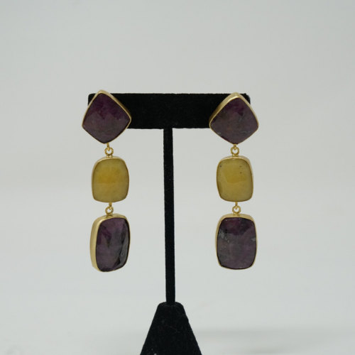 Dual Color Gemstone Earrings