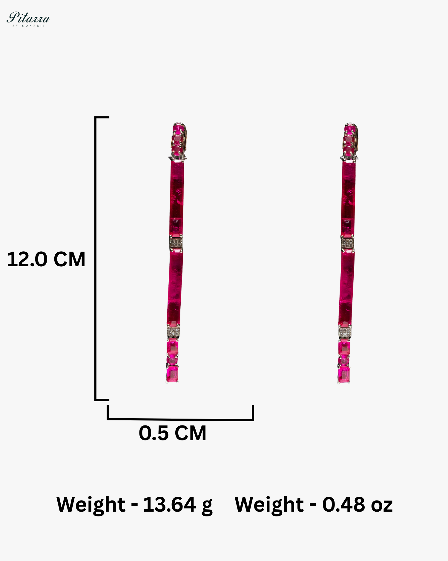 Pink Stone Linear Long Doublet Drop Earrings